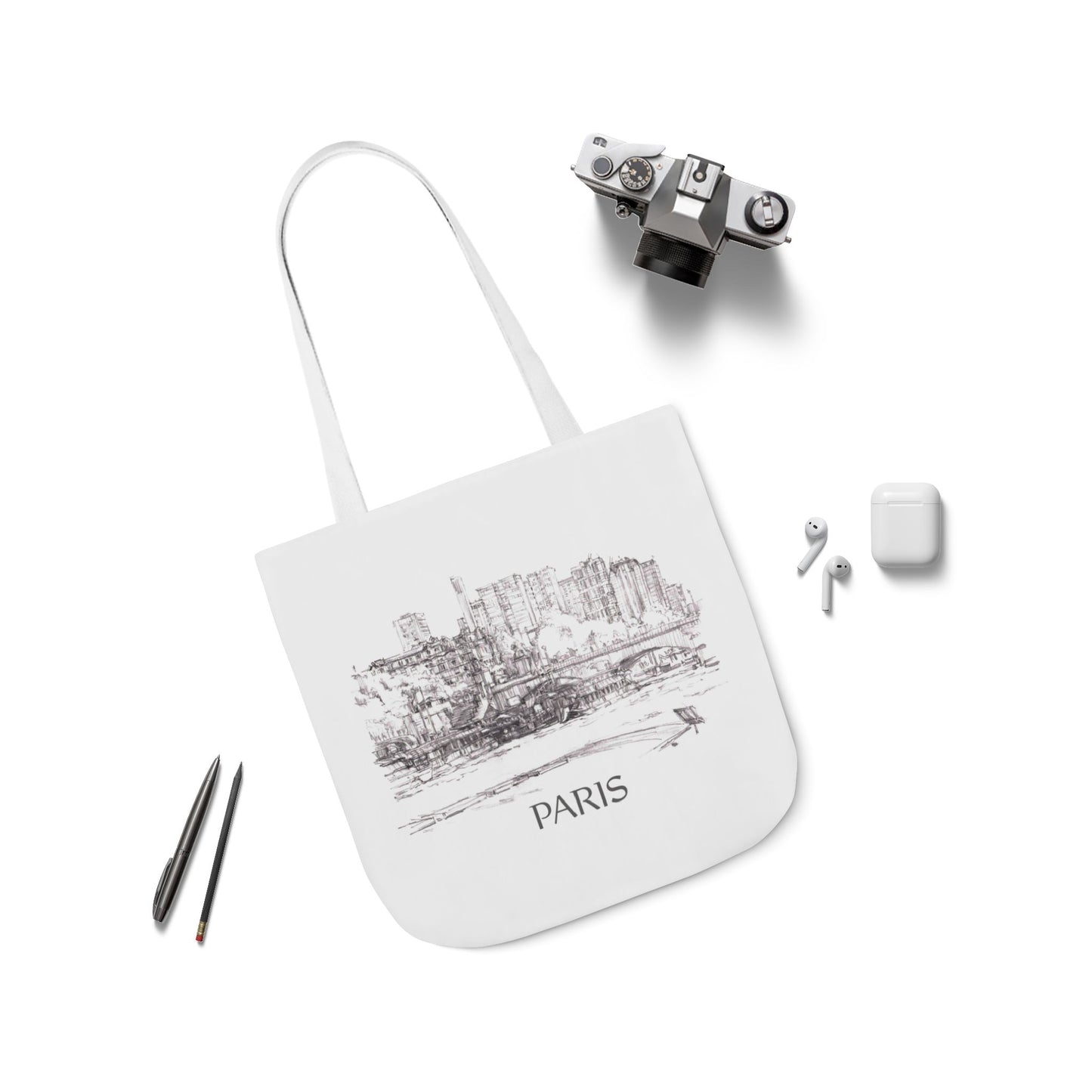 Paris-inspired Tote Bag with 5-Color Straps