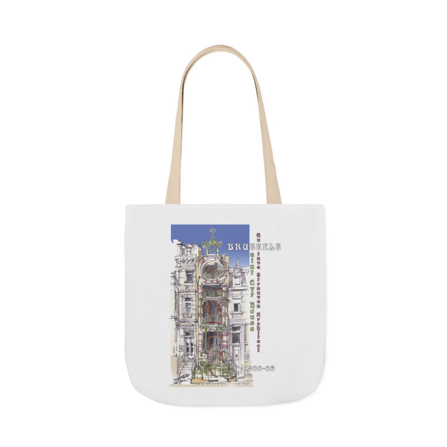 Brussel's Art-Nouveau-inspired Tote Bag with 5-Color Straps