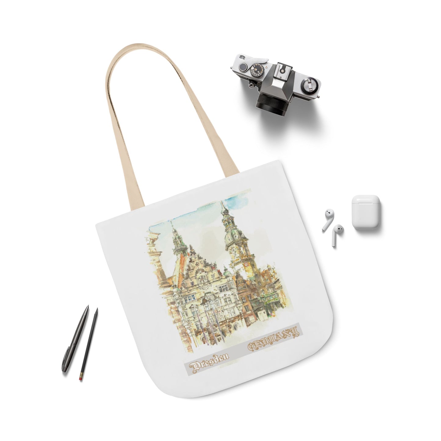 Dresden-inspired Tote Bag with 4-Color Straps