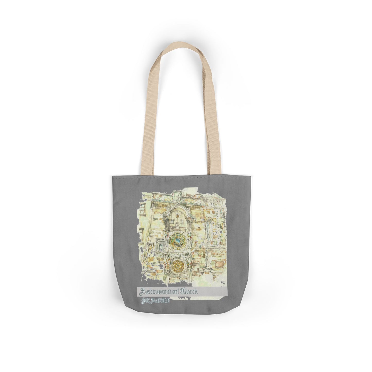 Prague-inspired grey Tote Bag with 4-Color Straps