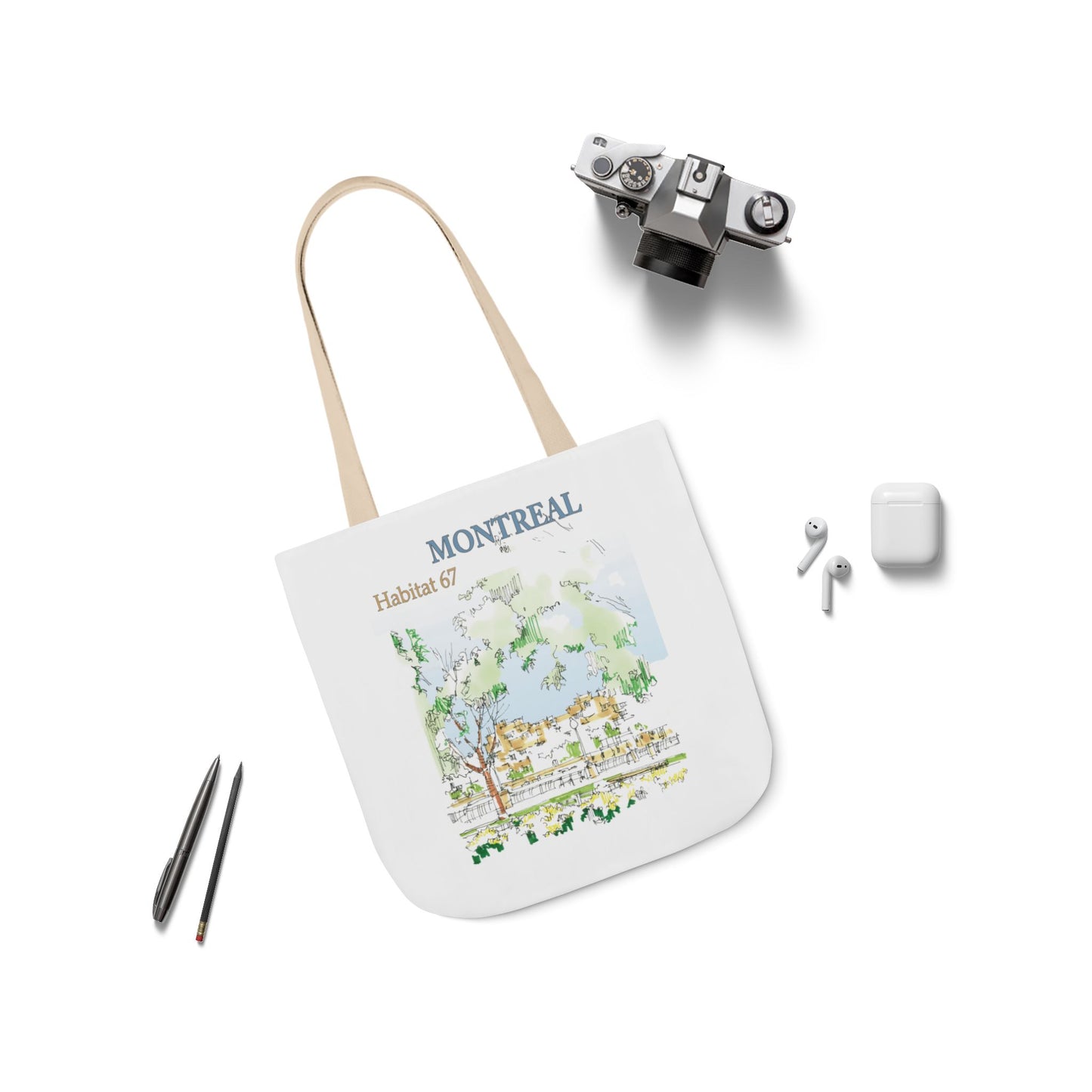 Montreal-inspired Tote Bag with 4-Color Straps