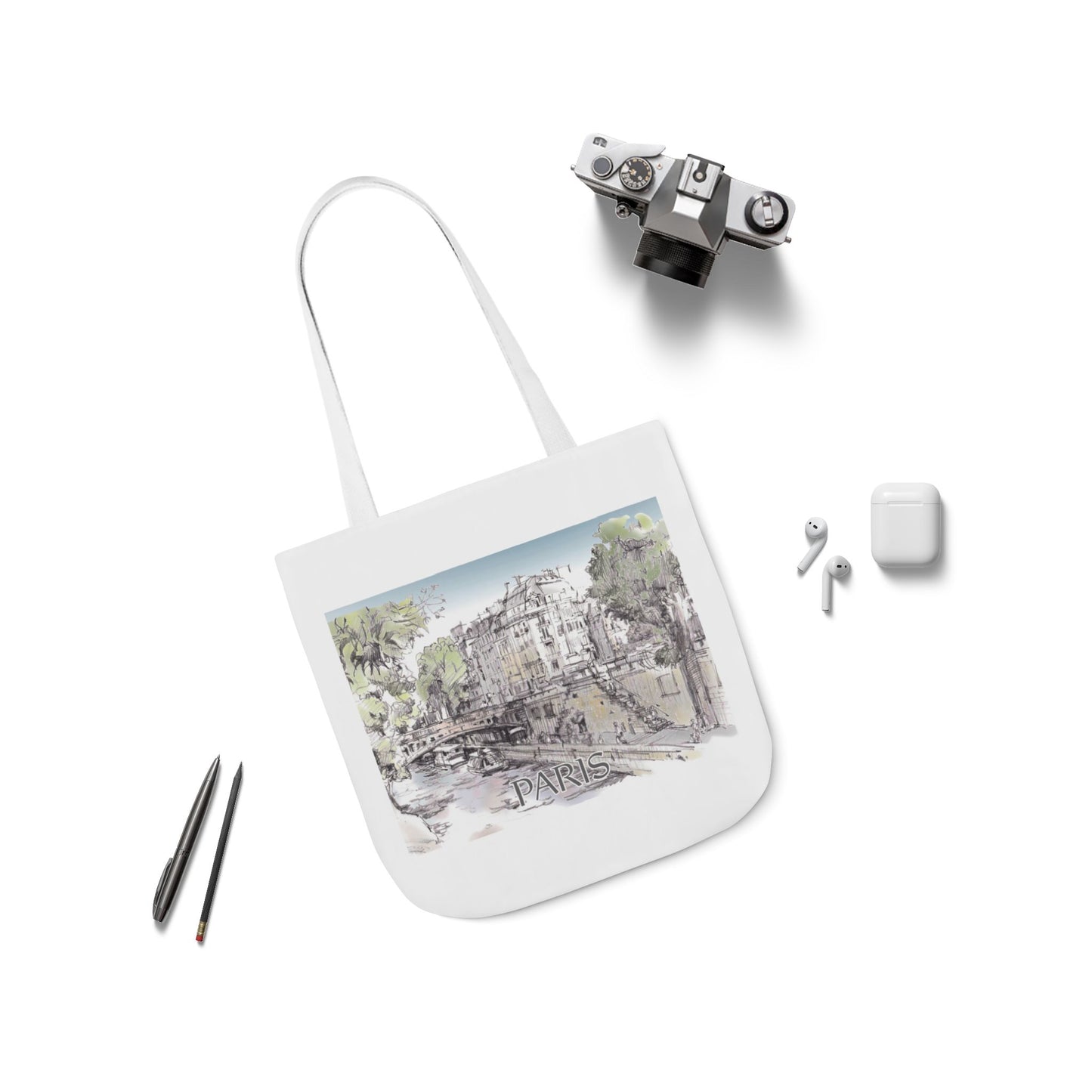 Paris-inspired Tote Bag with 4-Color Straps