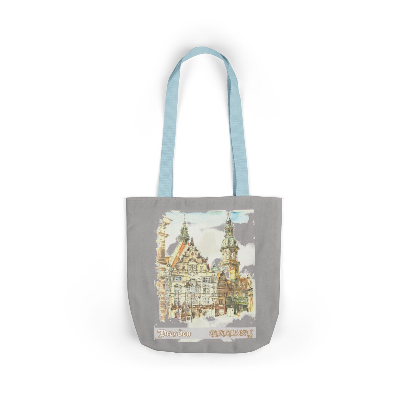 Dresden-inspired light grey Tote Bag with 4-Color Straps