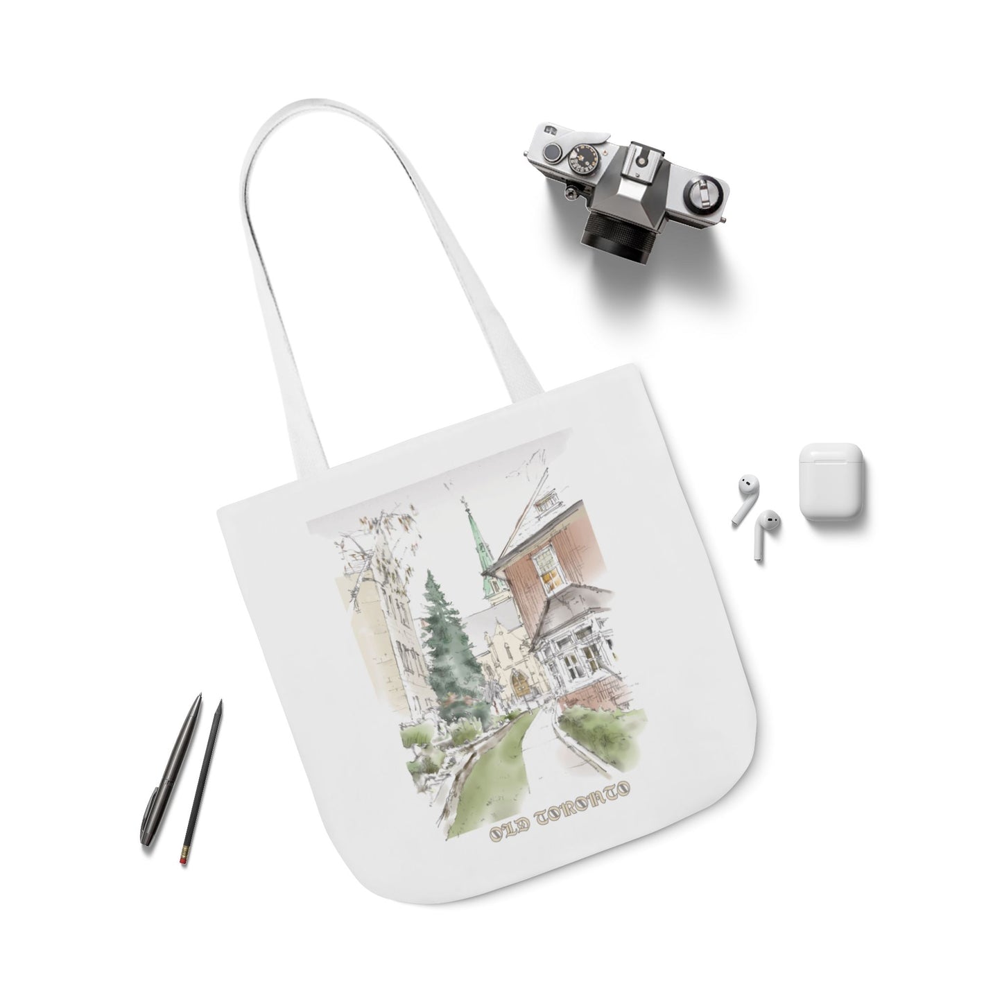Old Toronto-inspired Tote Bag with 3-Color Straps