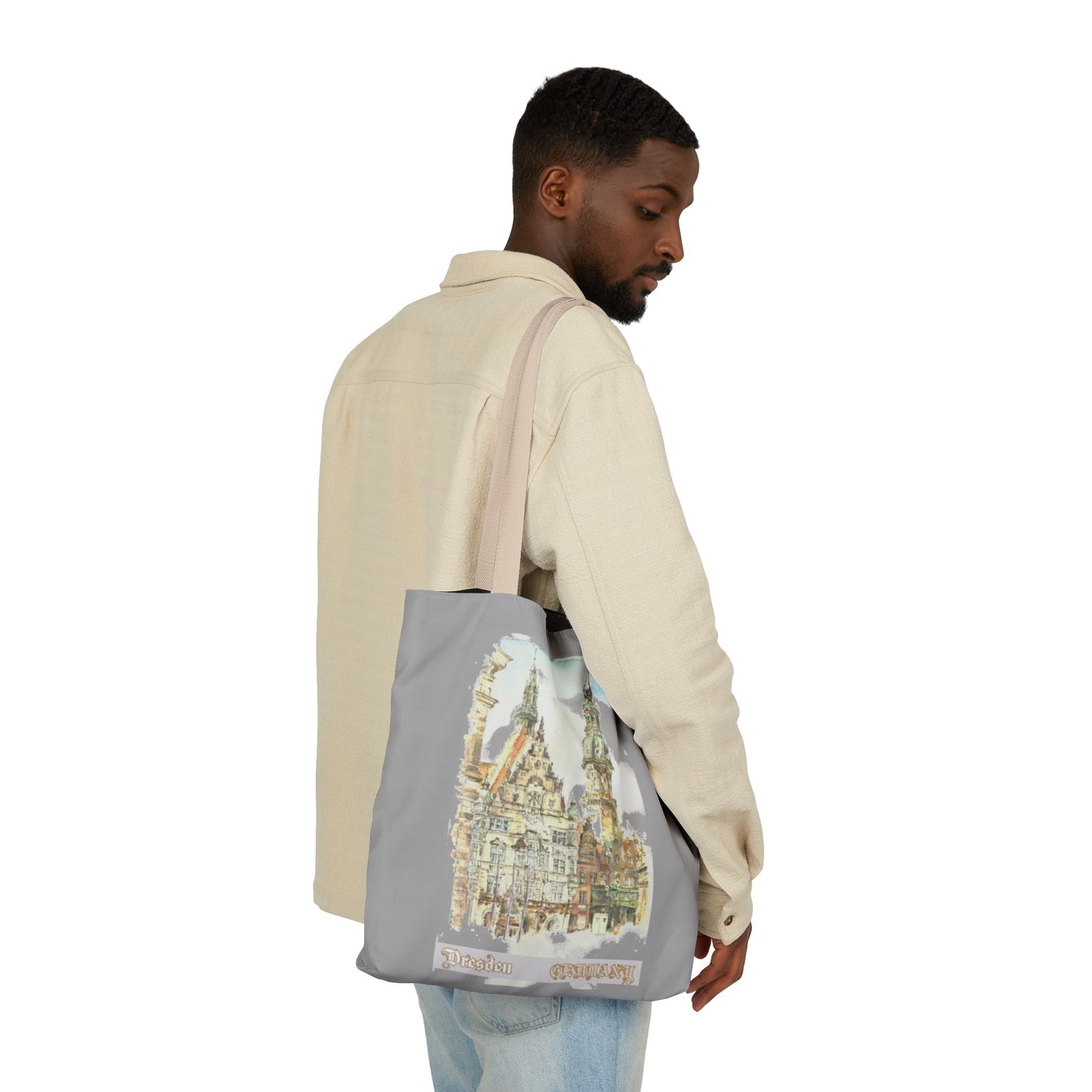 Dresden-inspired light grey Tote Bag with 4-Color Straps