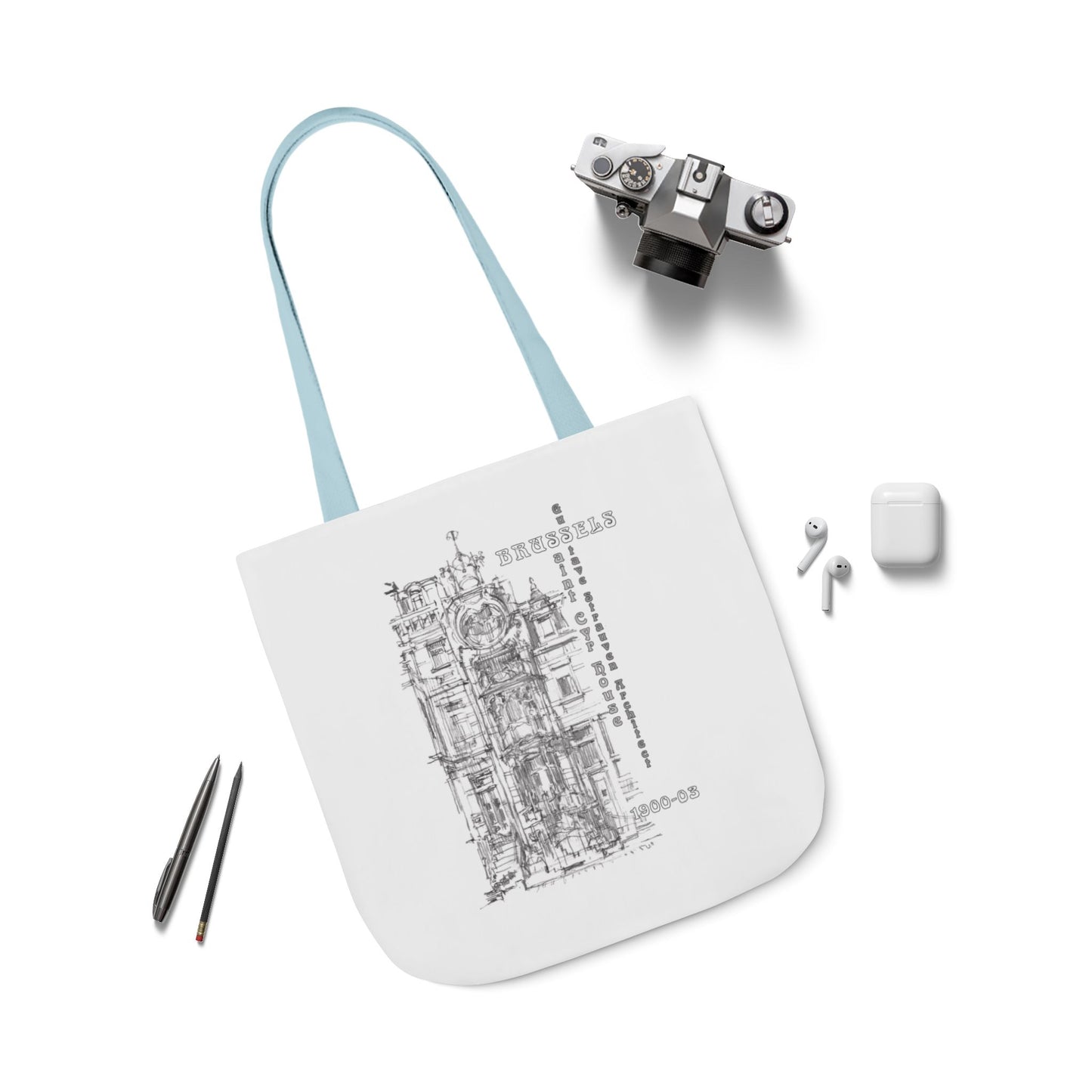 Brussel's Art-Nouveau-inspired Tote Bag with 5-Color Straps