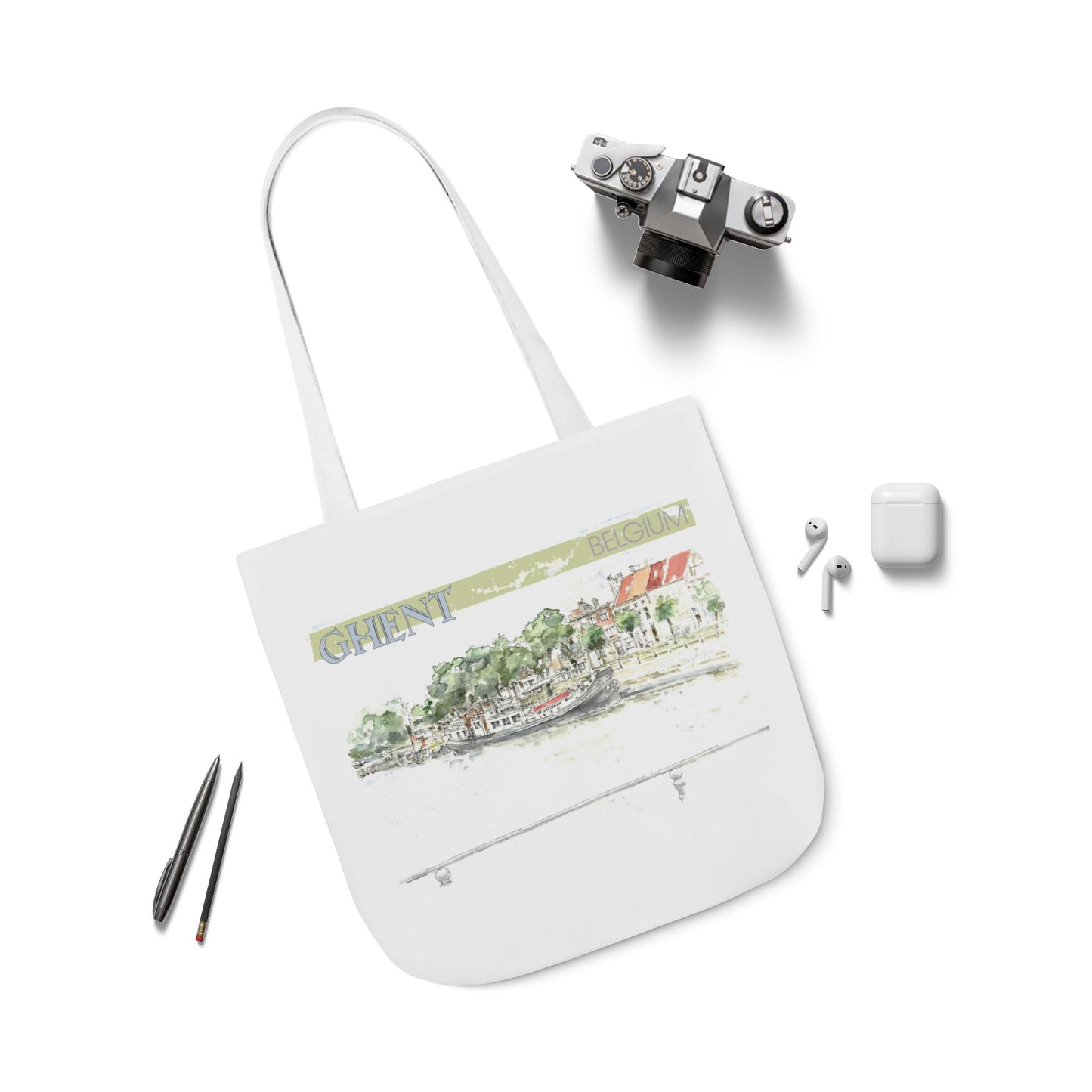 Ghent-inspired Tote Bag with 4-Color Straps