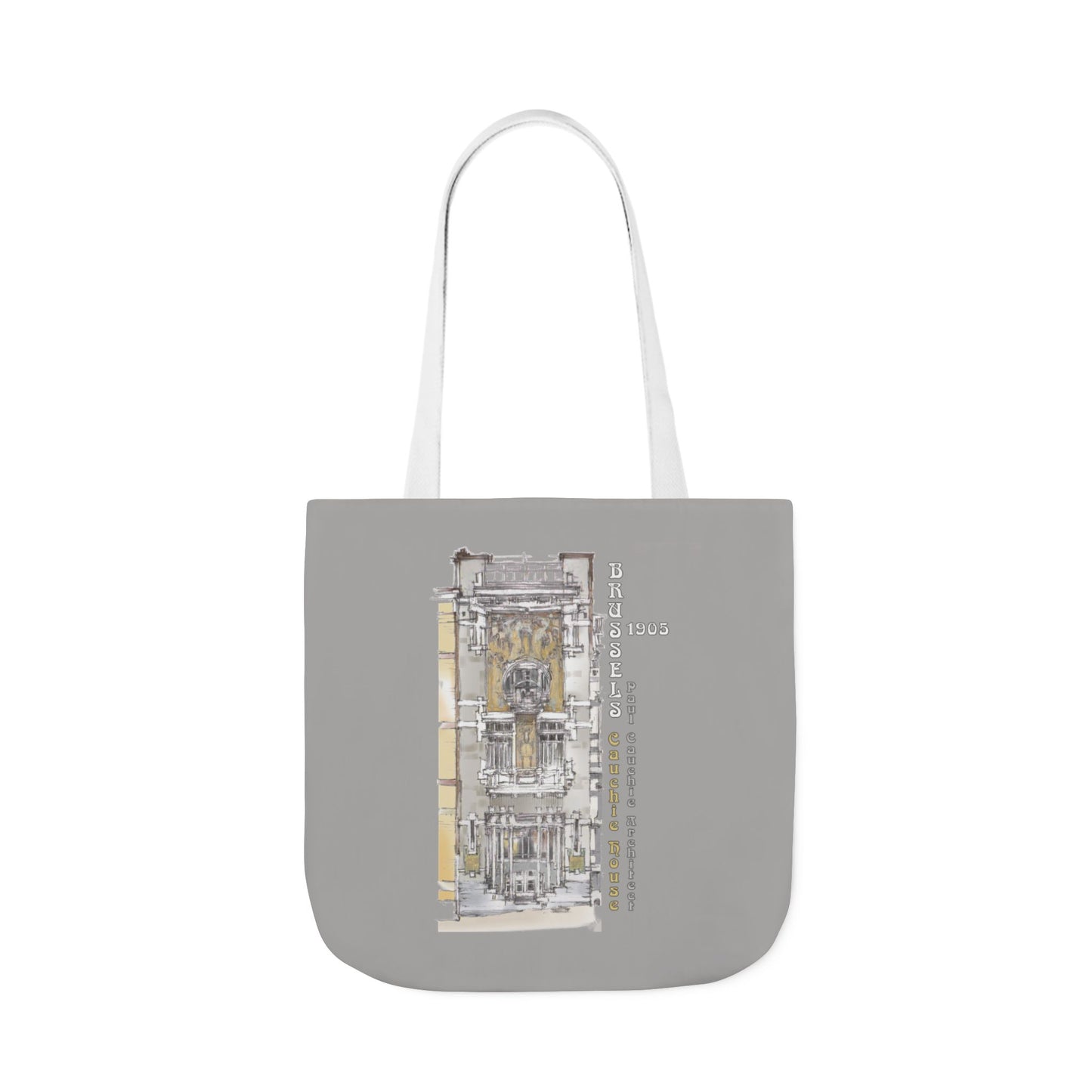 Brussel's Art-Nouveau-inspired light grey Tote Bag with 3-Color Straps