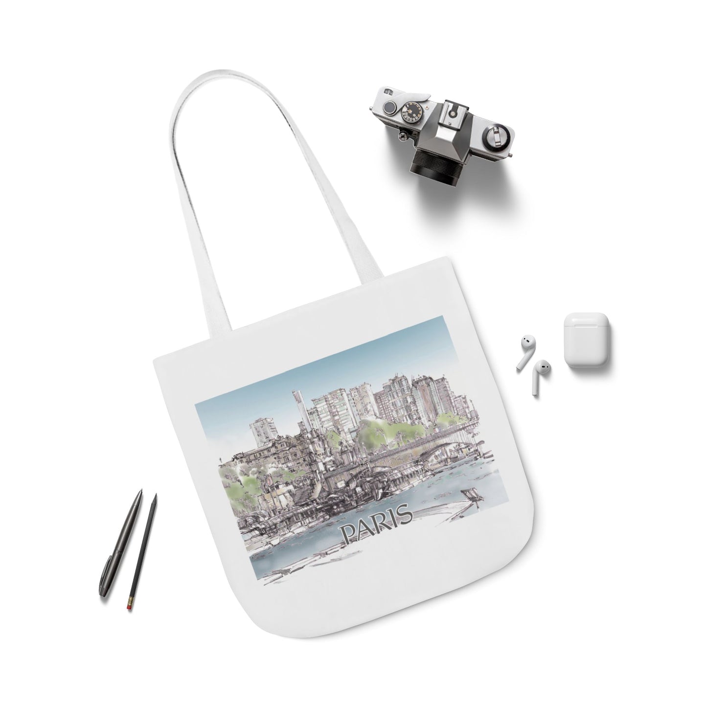 Paris-inspired Tote Bag with 4-Color Straps