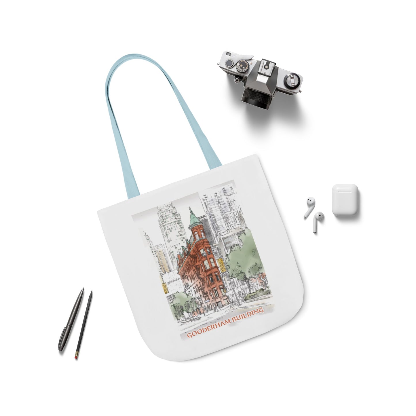Toronto Gooderham building-inspired Tote Bag with 4-Color Straps