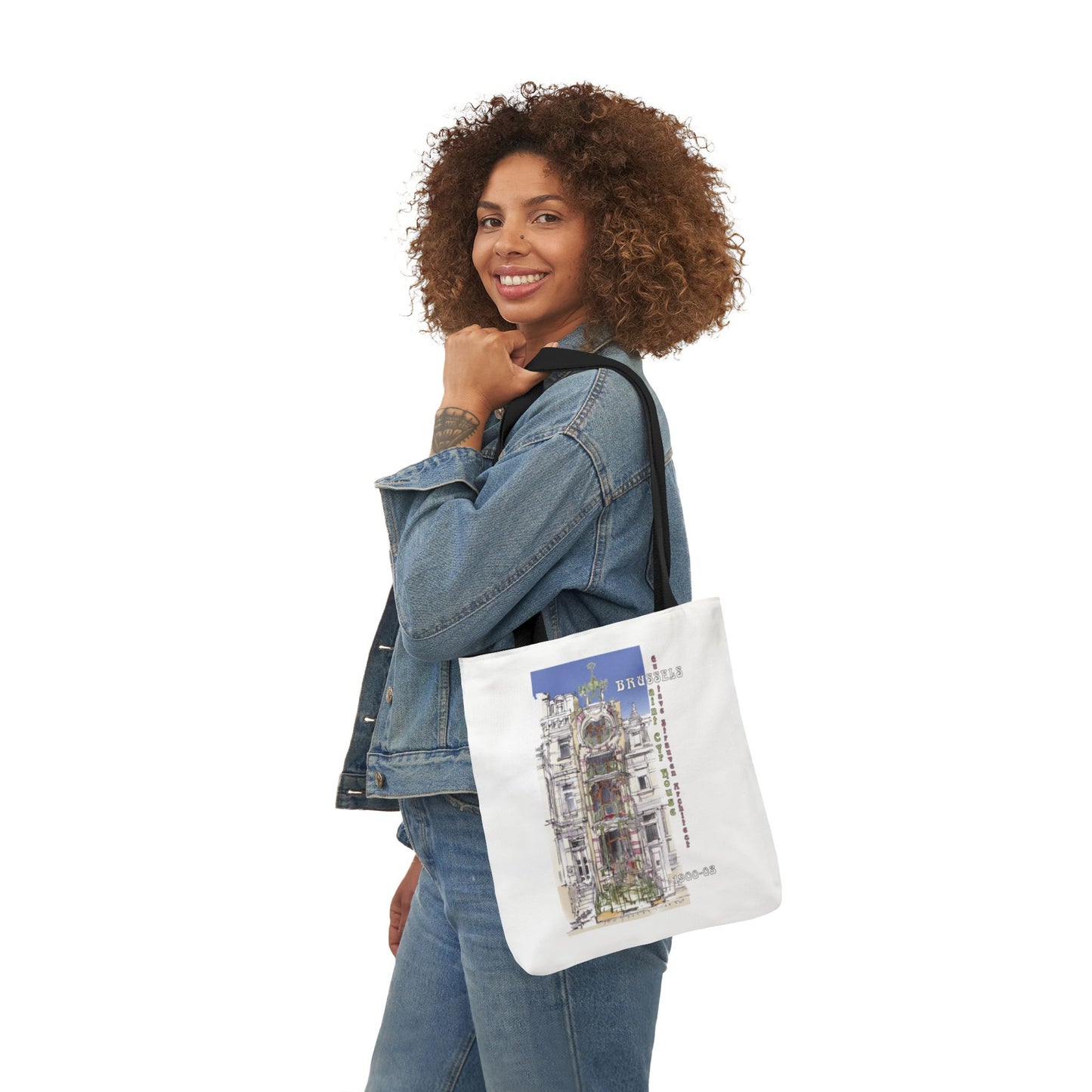 Brussel's Art-Nouveau-inspired Tote Bag with 5-Color Straps