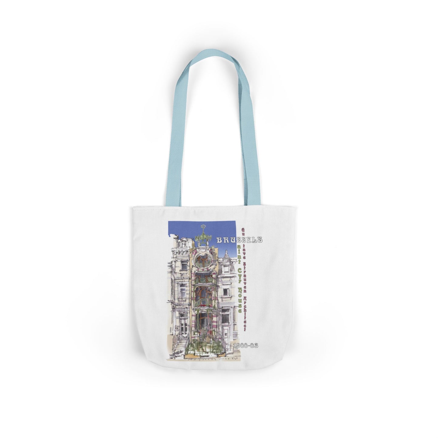 Brussel's Art-Nouveau-inspired Tote Bag with 5-Color Straps