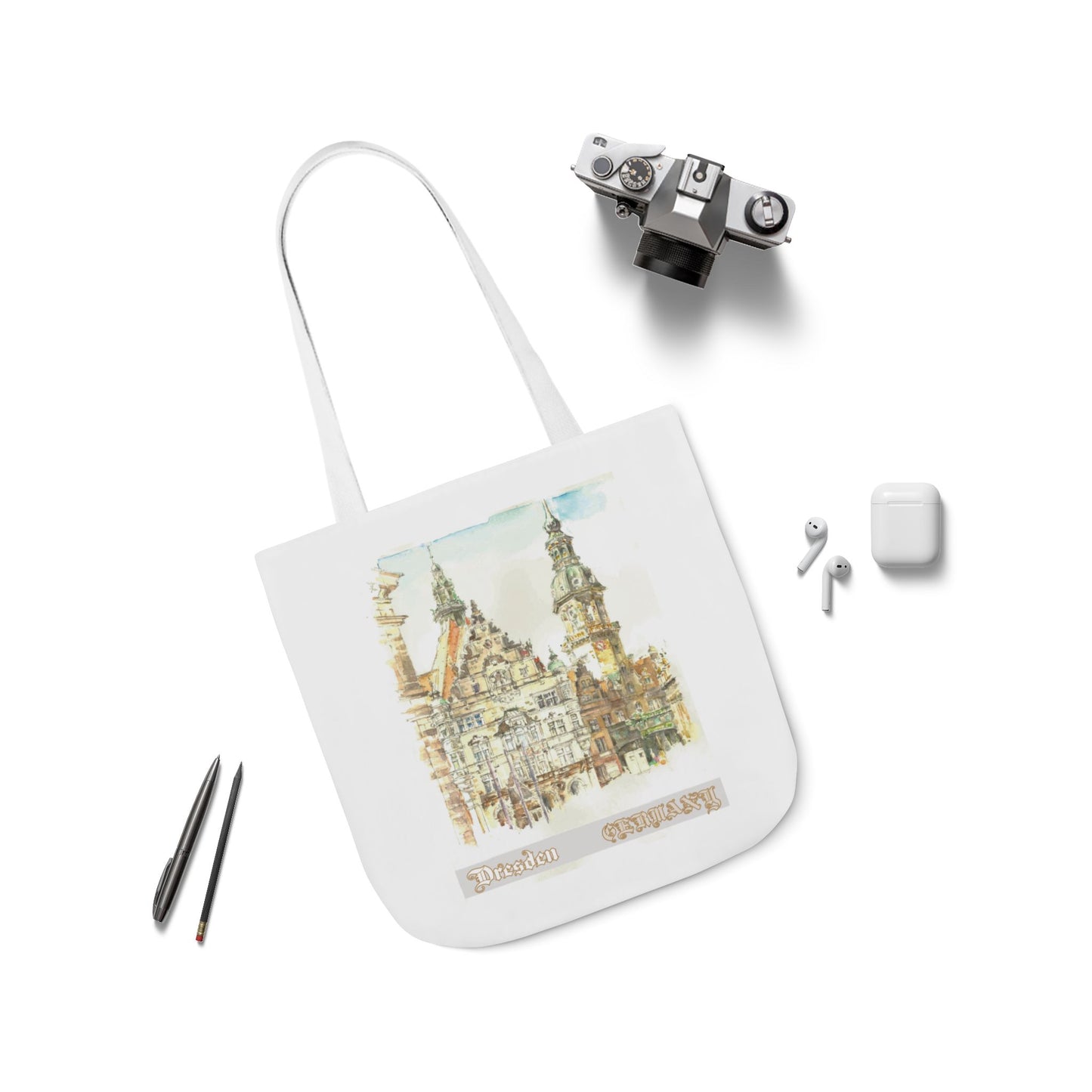 Dresden-inspired Tote Bag with 4-Color Straps