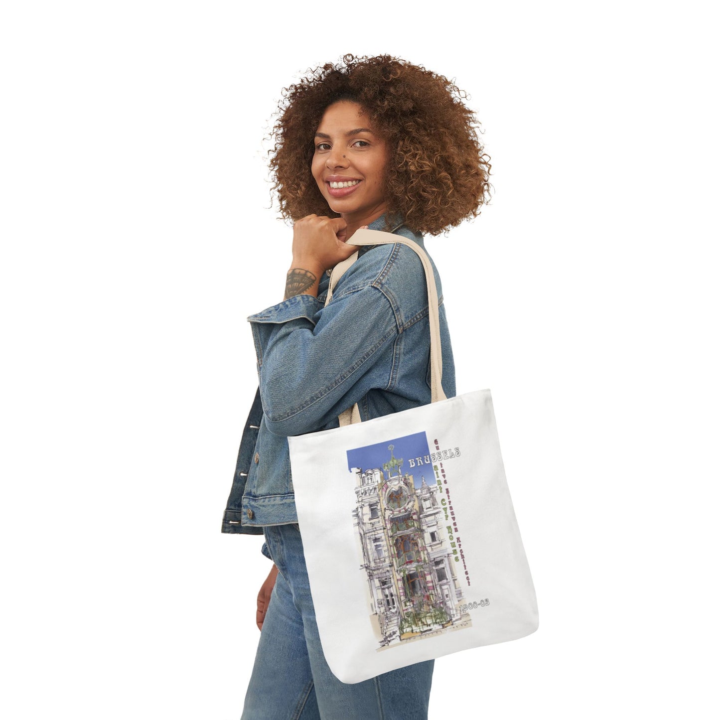 Brussel's Art-Nouveau-inspired Tote Bag with 5-Color Straps