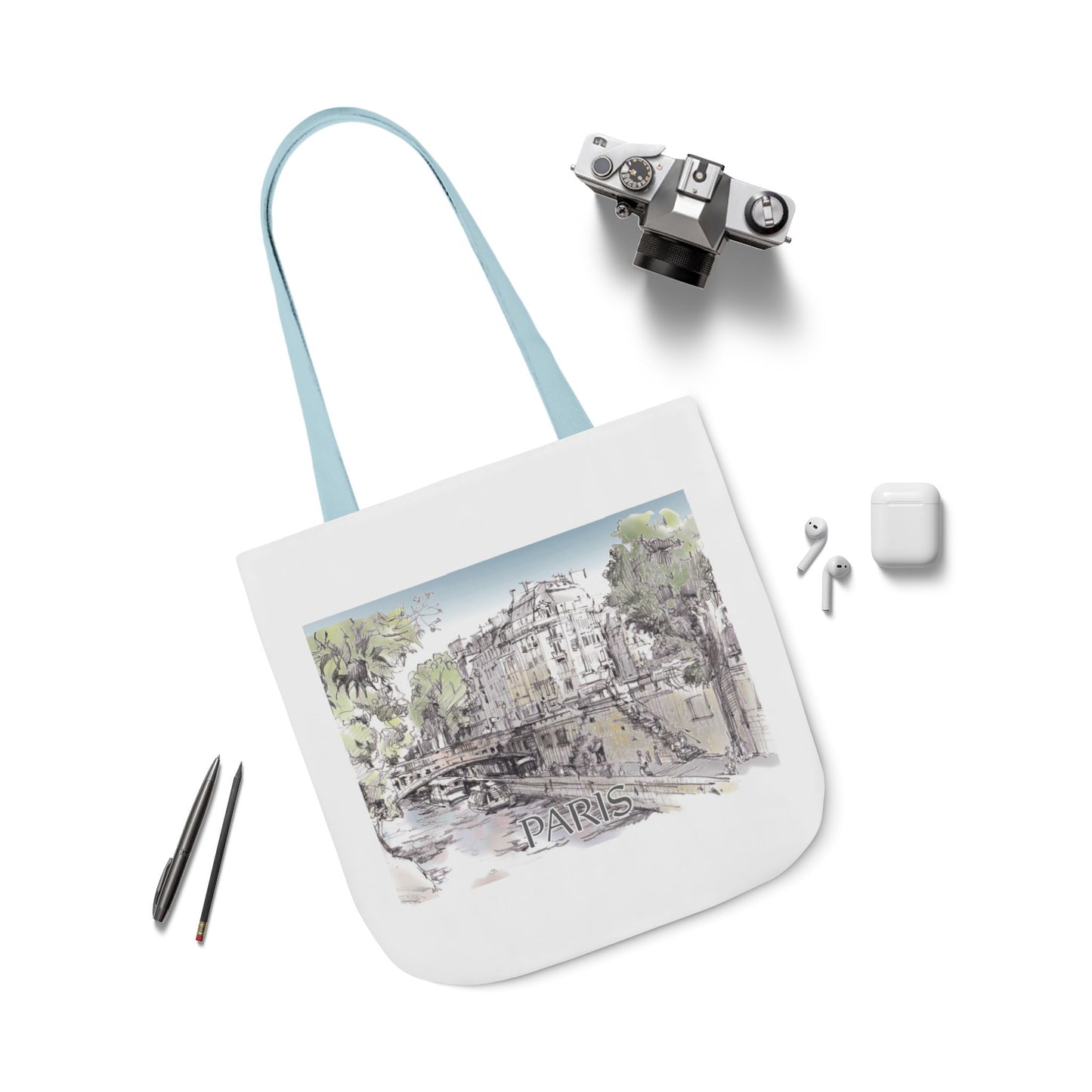 Paris-inspired Tote Bag with 4-Color Straps