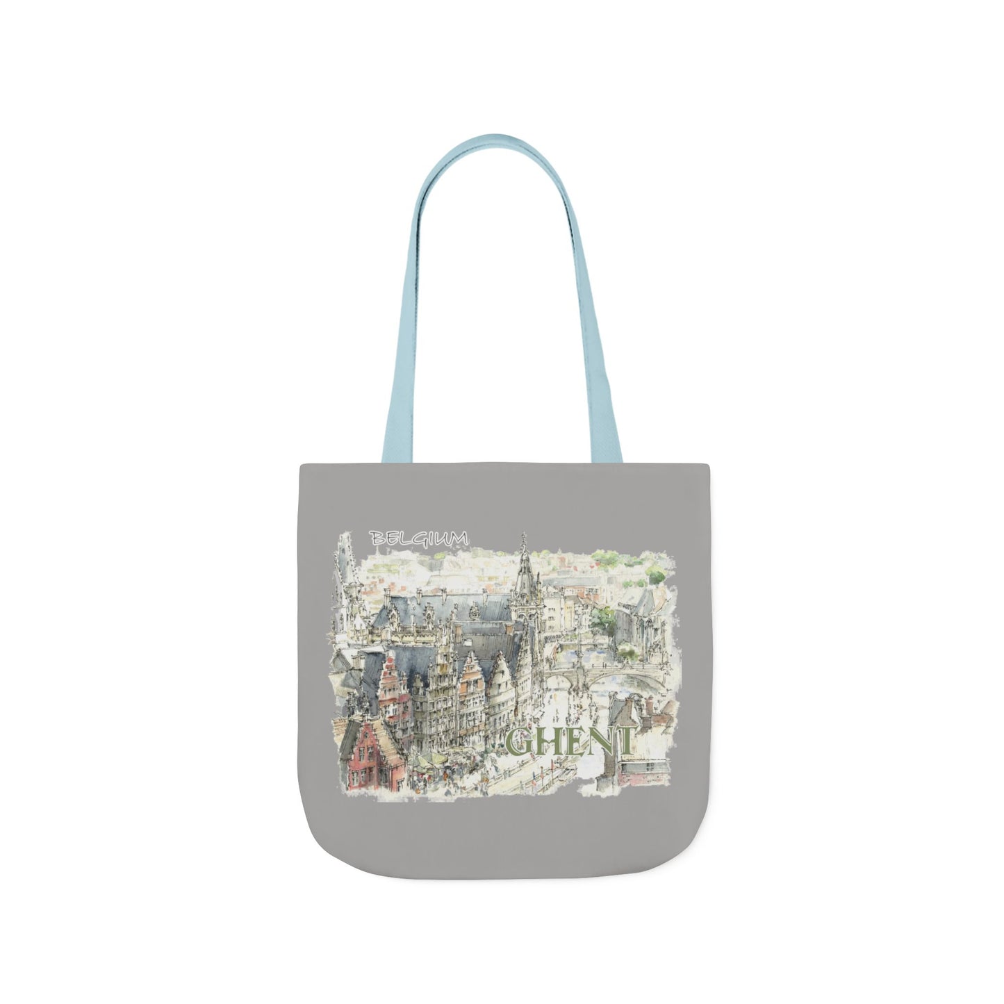 Ghent-inspired light grey Tote Bag with 4-Color Straps