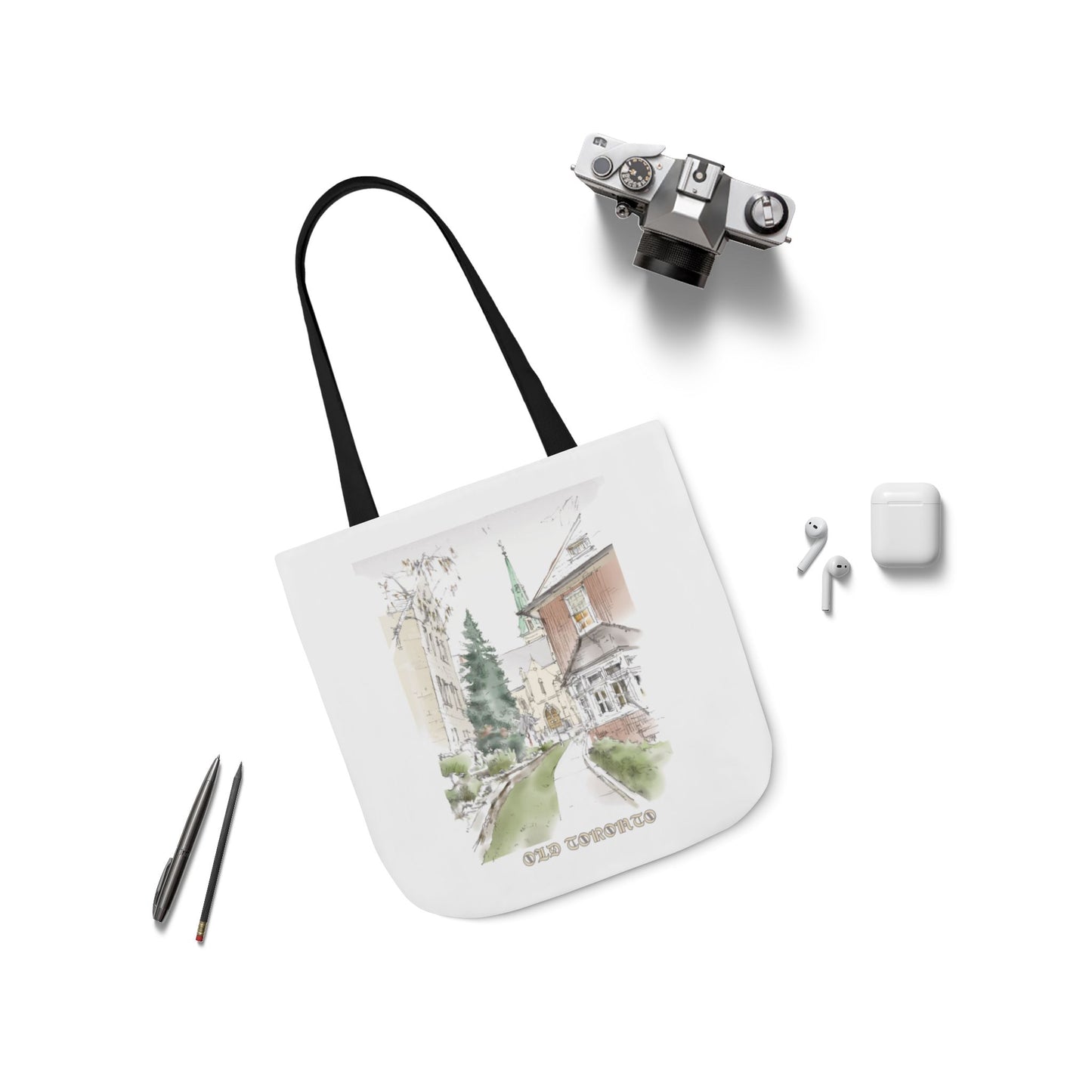 Old Toronto-inspired Tote Bag with 3-Color Straps