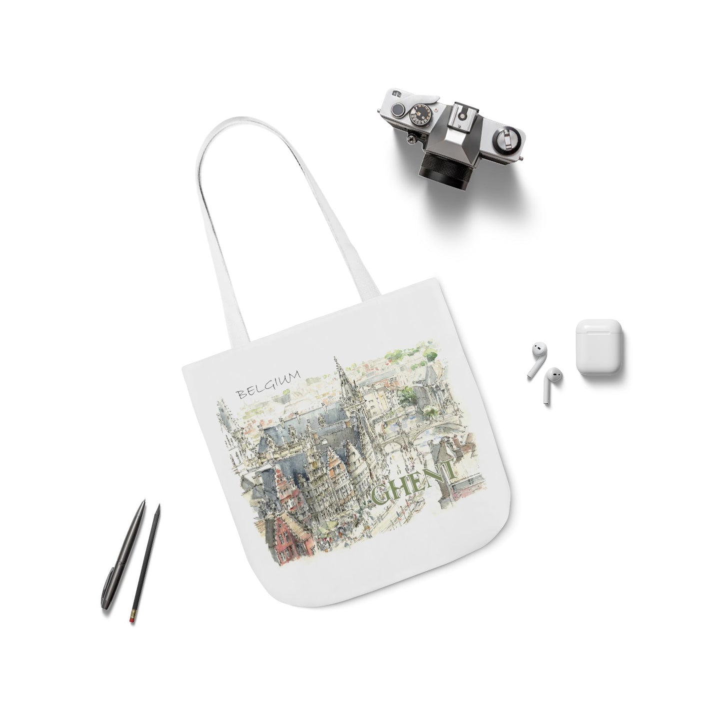 Ghent-inspired Tote Bag with 4-Color Straps