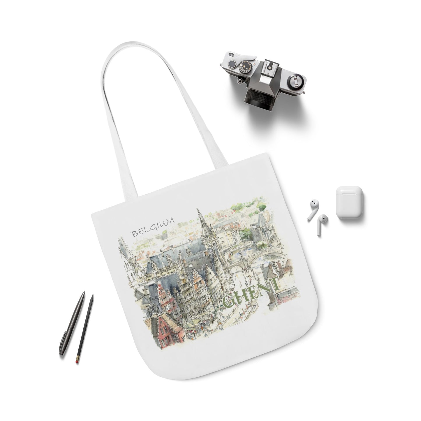 Ghent-inspired Tote Bag with 4-Color Straps