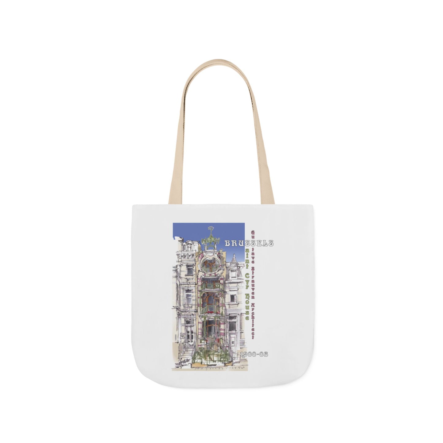 Brussel's Art-Nouveau-inspired Tote Bag with 5-Color Straps