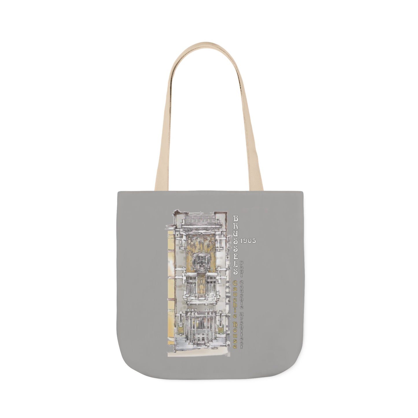 Brussel's Art-Nouveau-inspired light grey Tote Bag with 3-Color Straps