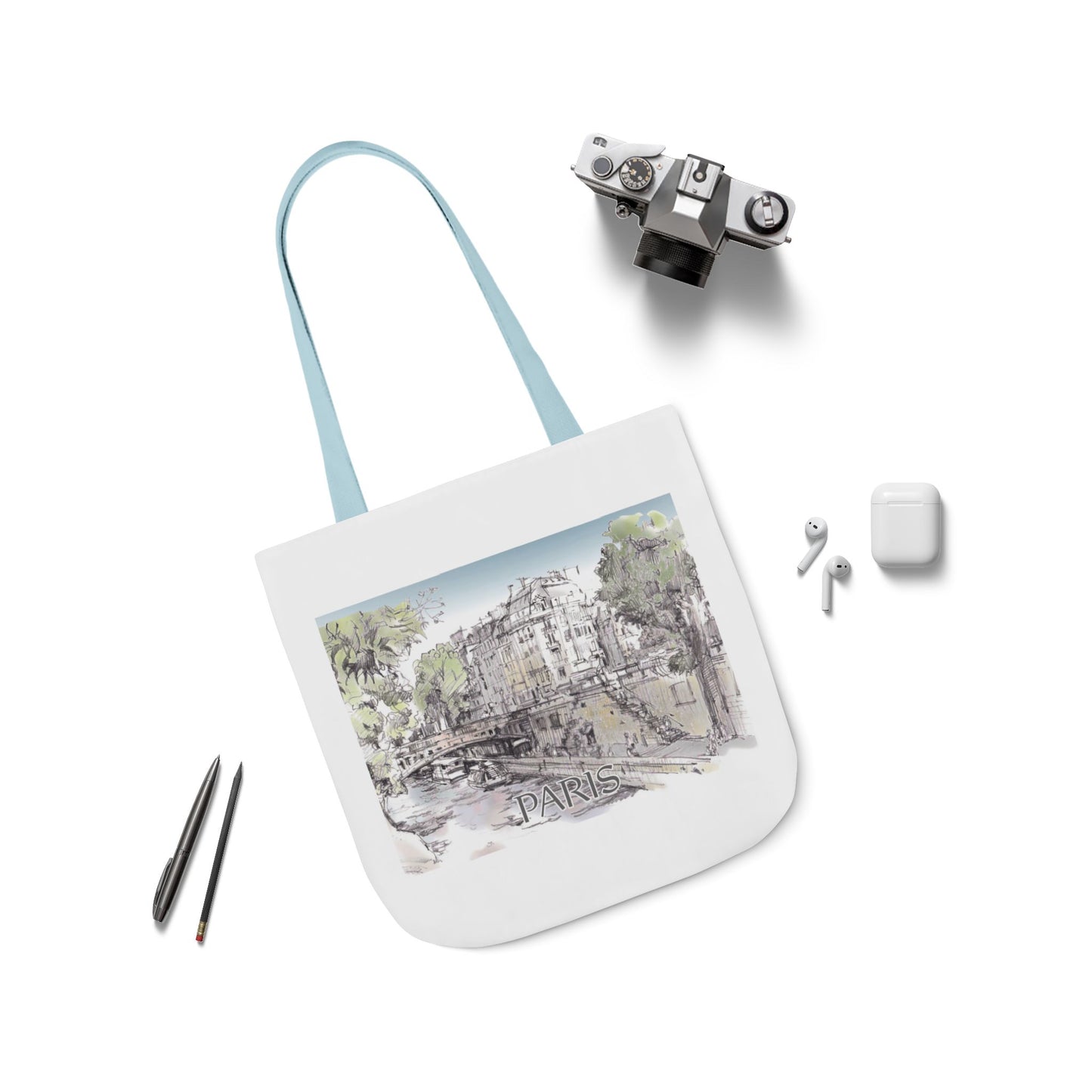 Paris-inspired Tote Bag with 4-Color Straps