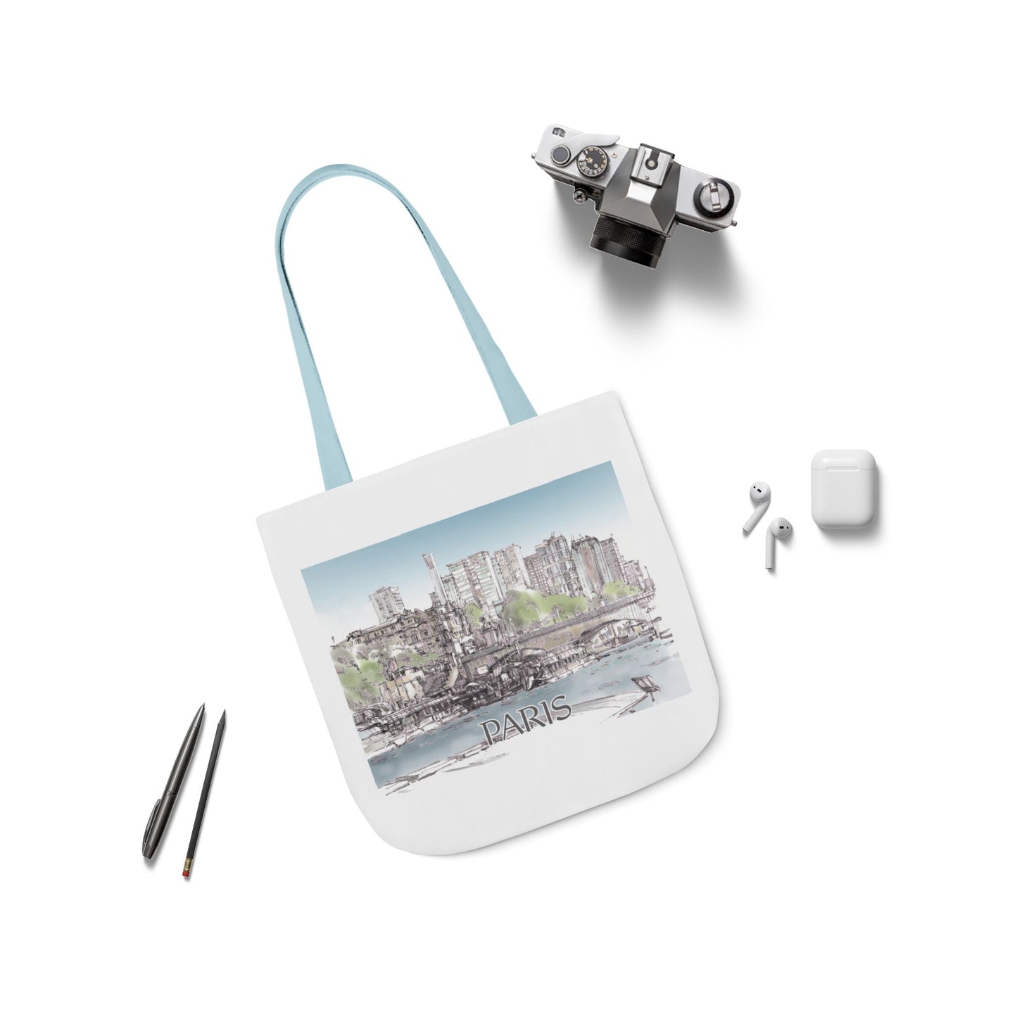 Paris-inspired Tote Bag with 4-Color Straps