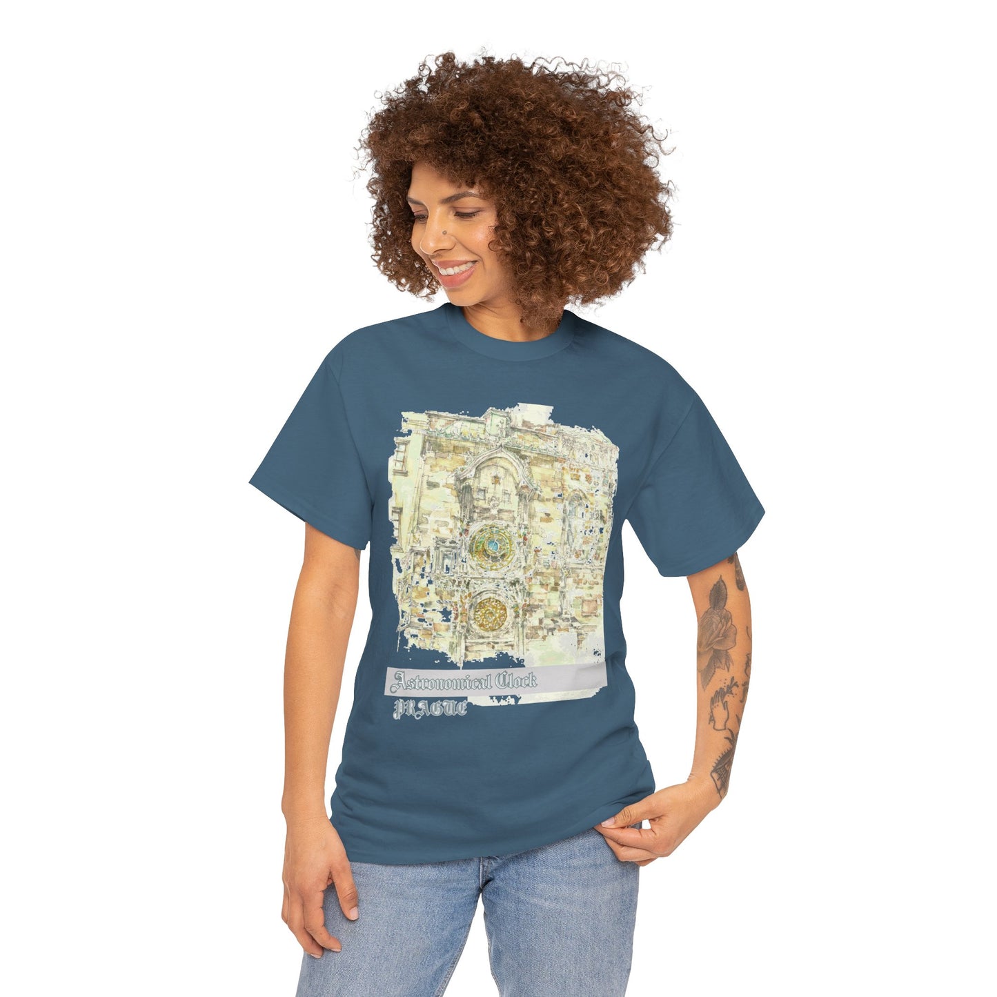 Prague Astronomical Clock-Inspired Unisex Crewneck T-shirt