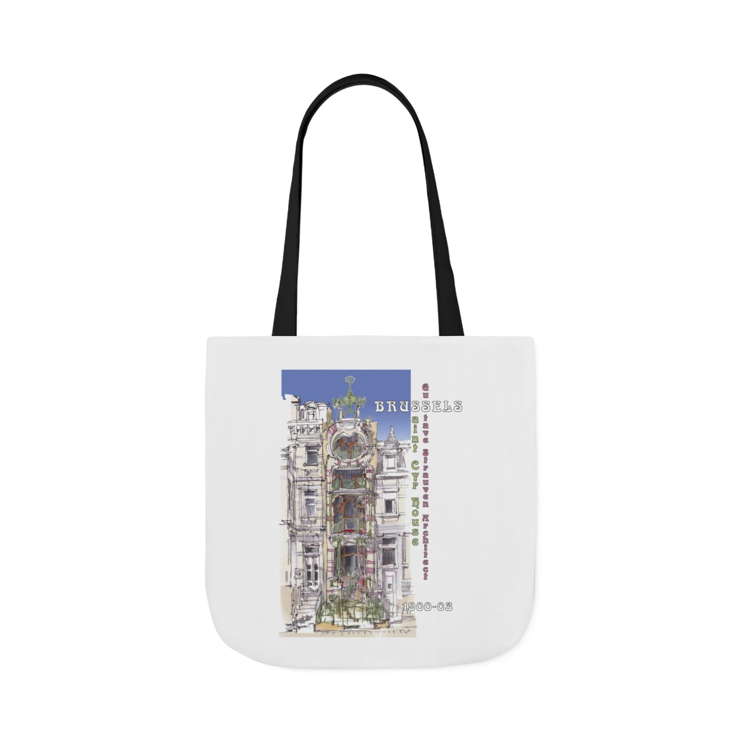 Brussel's Art-Nouveau-inspired Tote Bag with 5-Color Straps