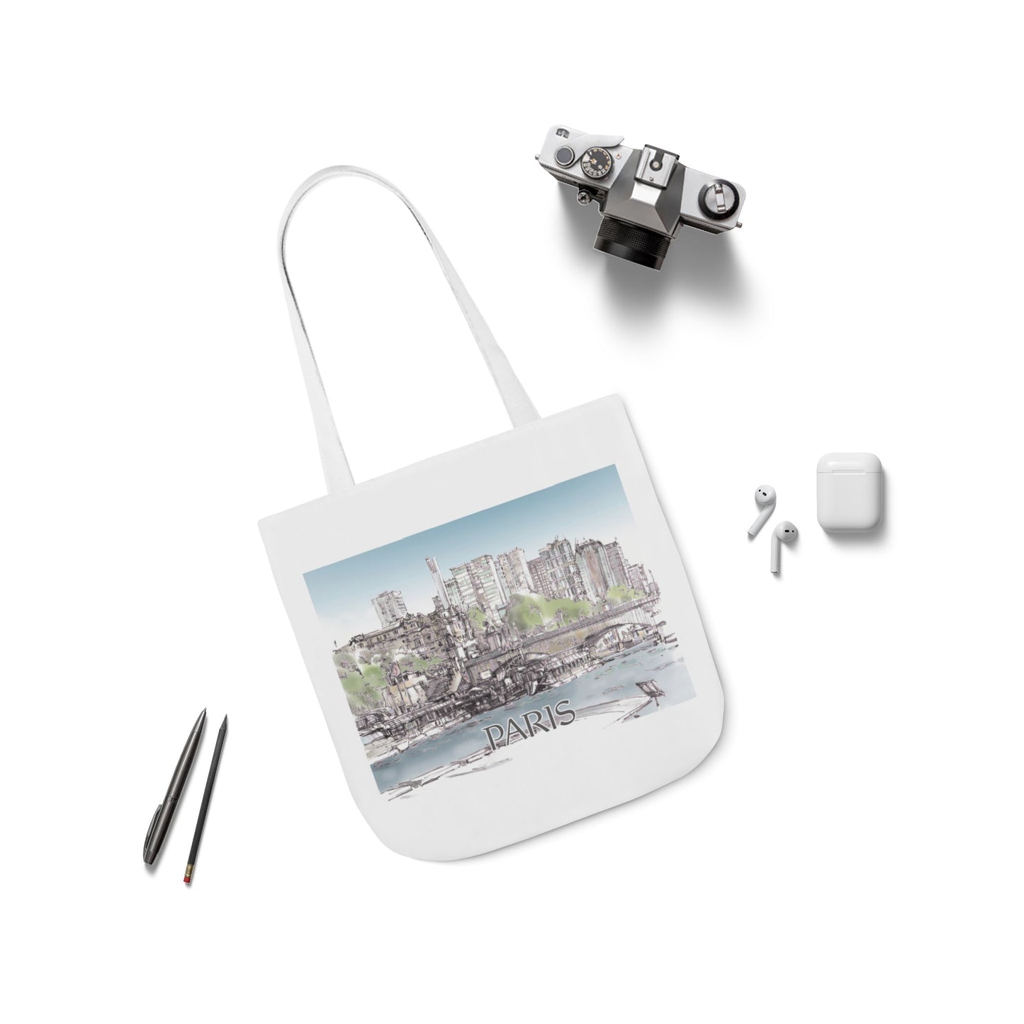 Paris-inspired Tote Bag with 4-Color Straps