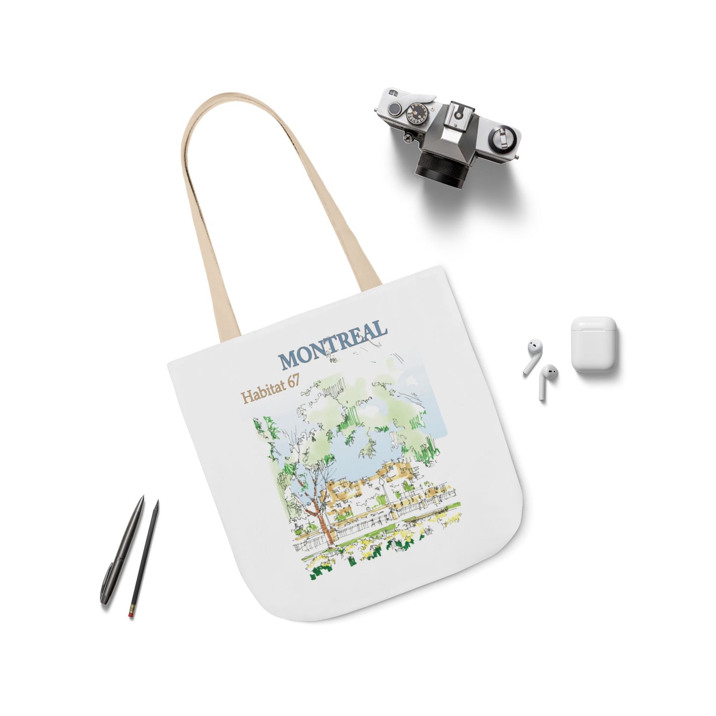 Montreal-inspired Tote Bag with 4-Color Straps