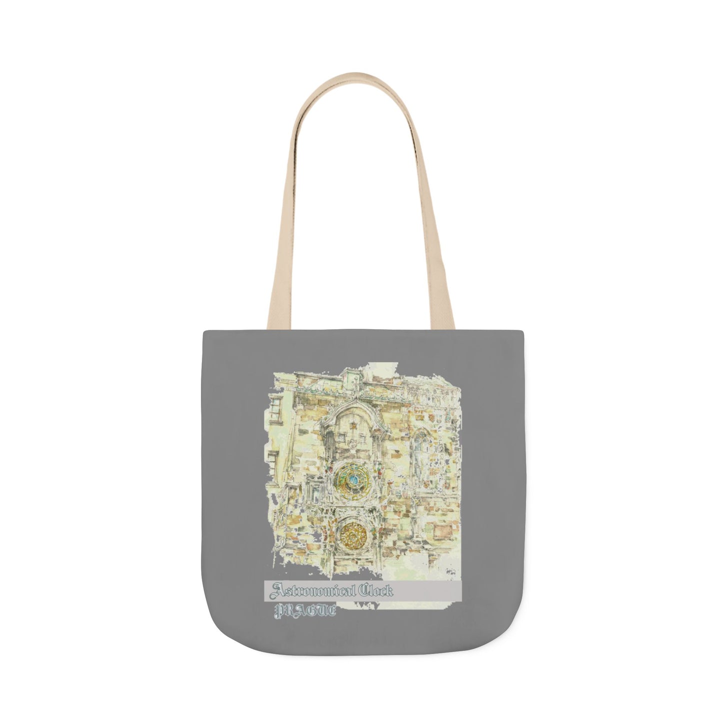 Prague-inspired grey Tote Bag with 4-Color Straps