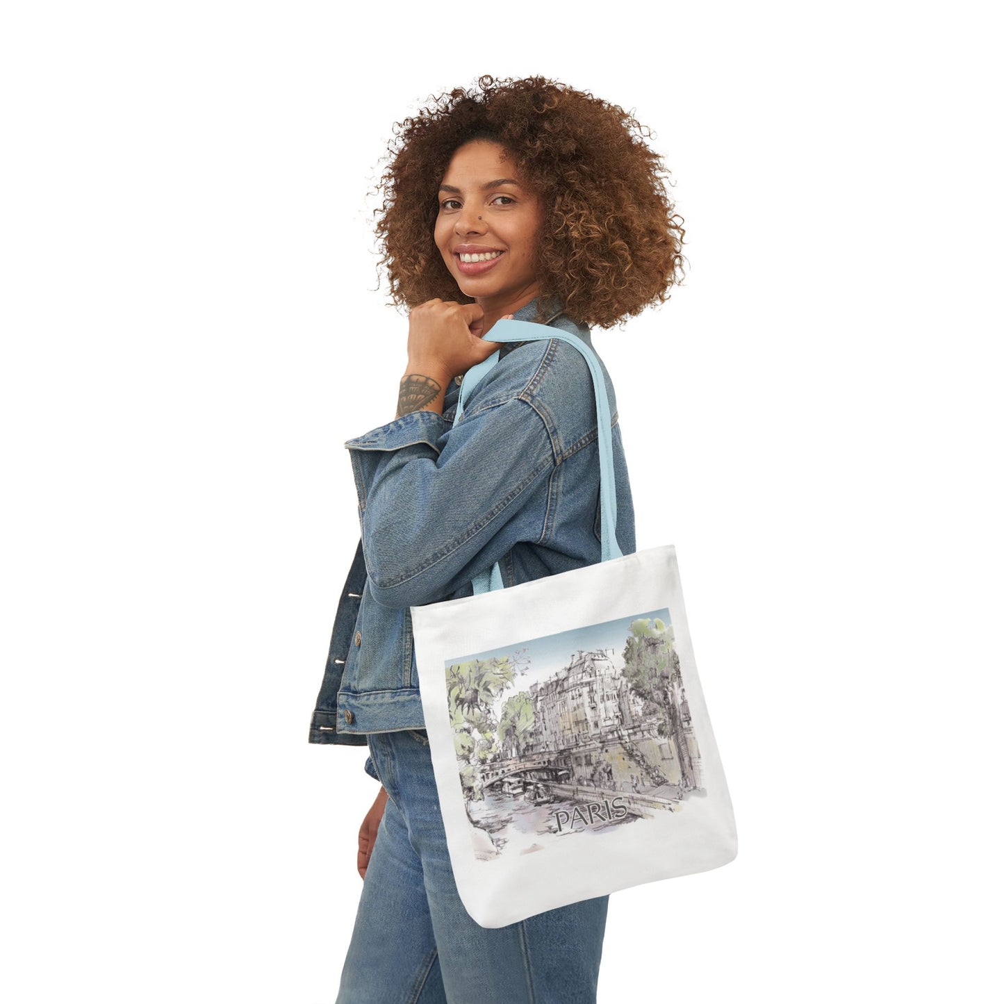 Paris-inspired Tote Bag with 4-Color Straps