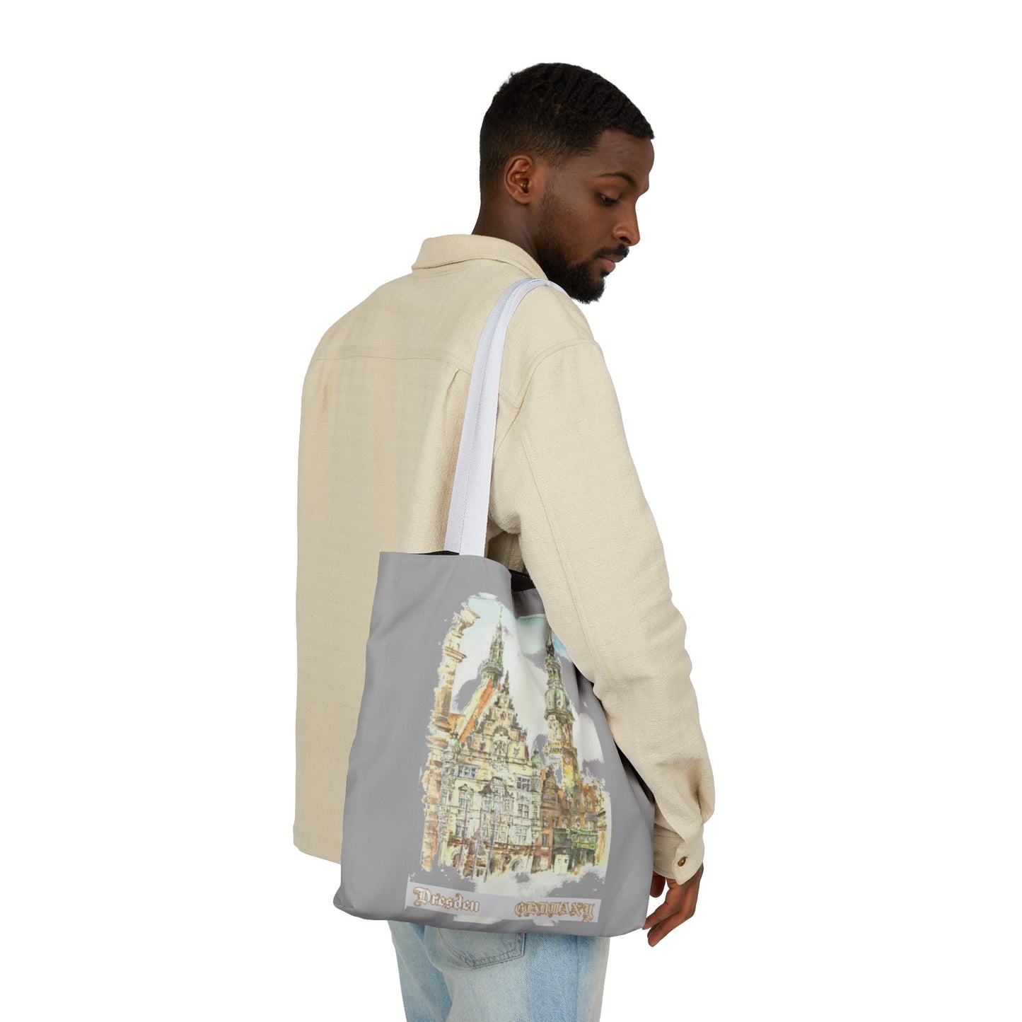 Dresden-inspired light grey Tote Bag with 4-Color Straps