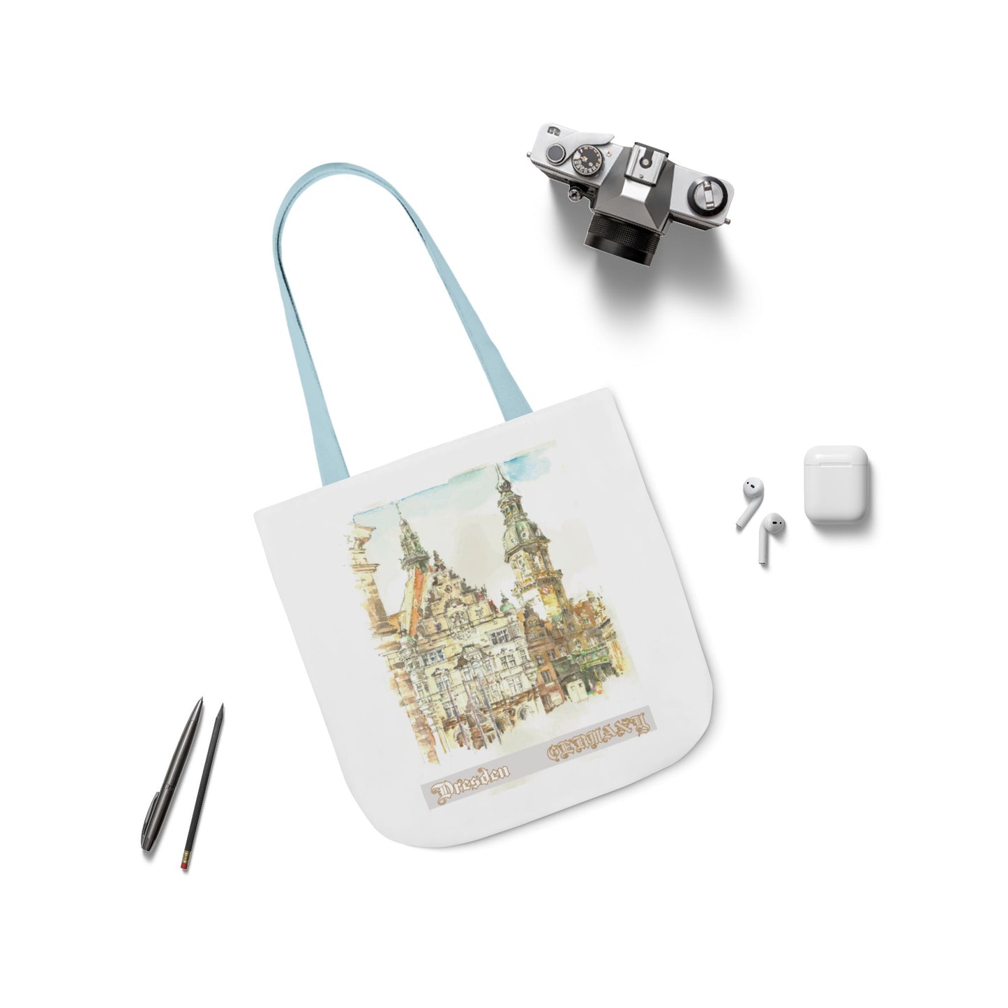 Dresden-inspired Tote Bag with 4-Color Straps