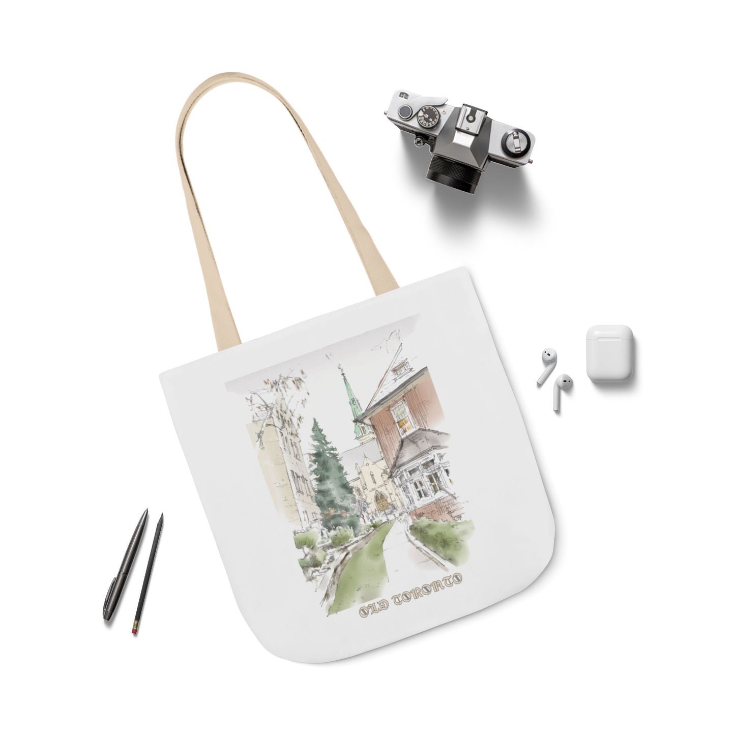 Old Toronto-inspired Tote Bag with 3-Color Straps