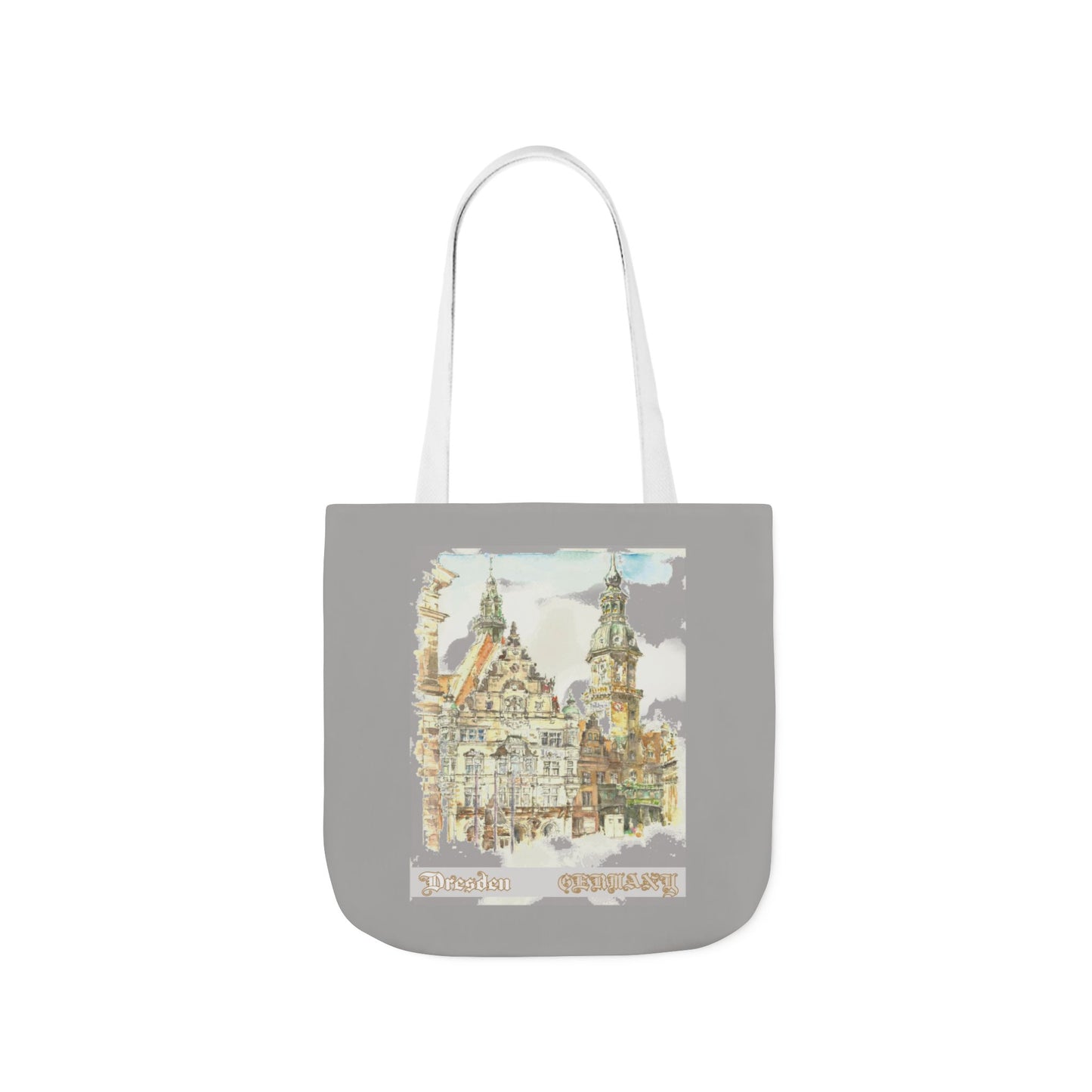 Dresden-inspired light grey Tote Bag with 4-Color Straps