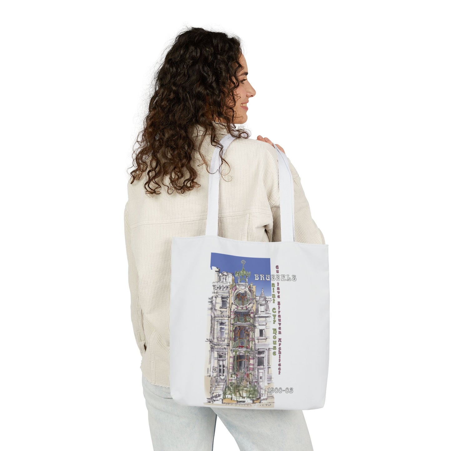 Brussel's Art-Nouveau-inspired Tote Bag with 5-Color Straps