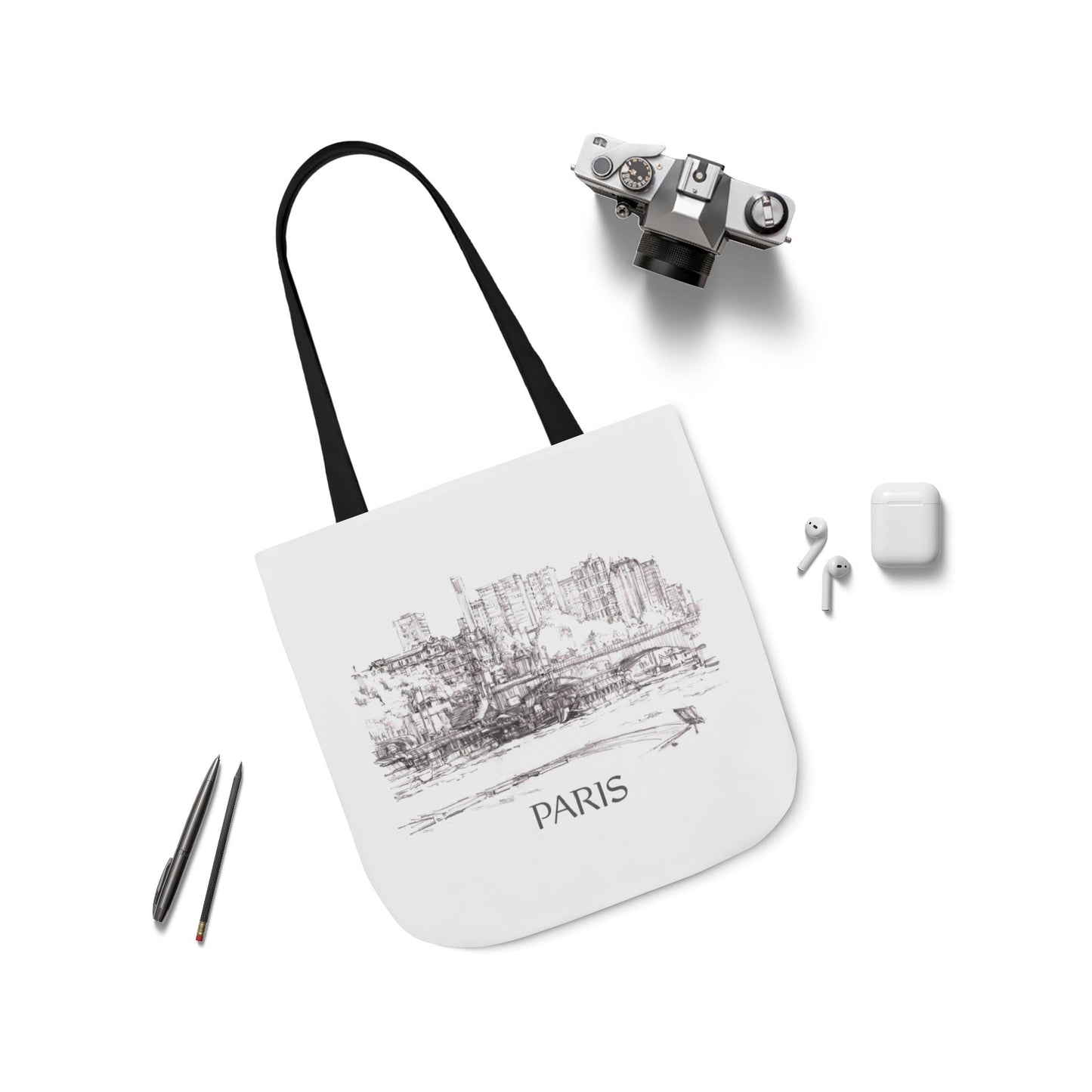Paris-inspired Tote Bag with 5-Color Straps