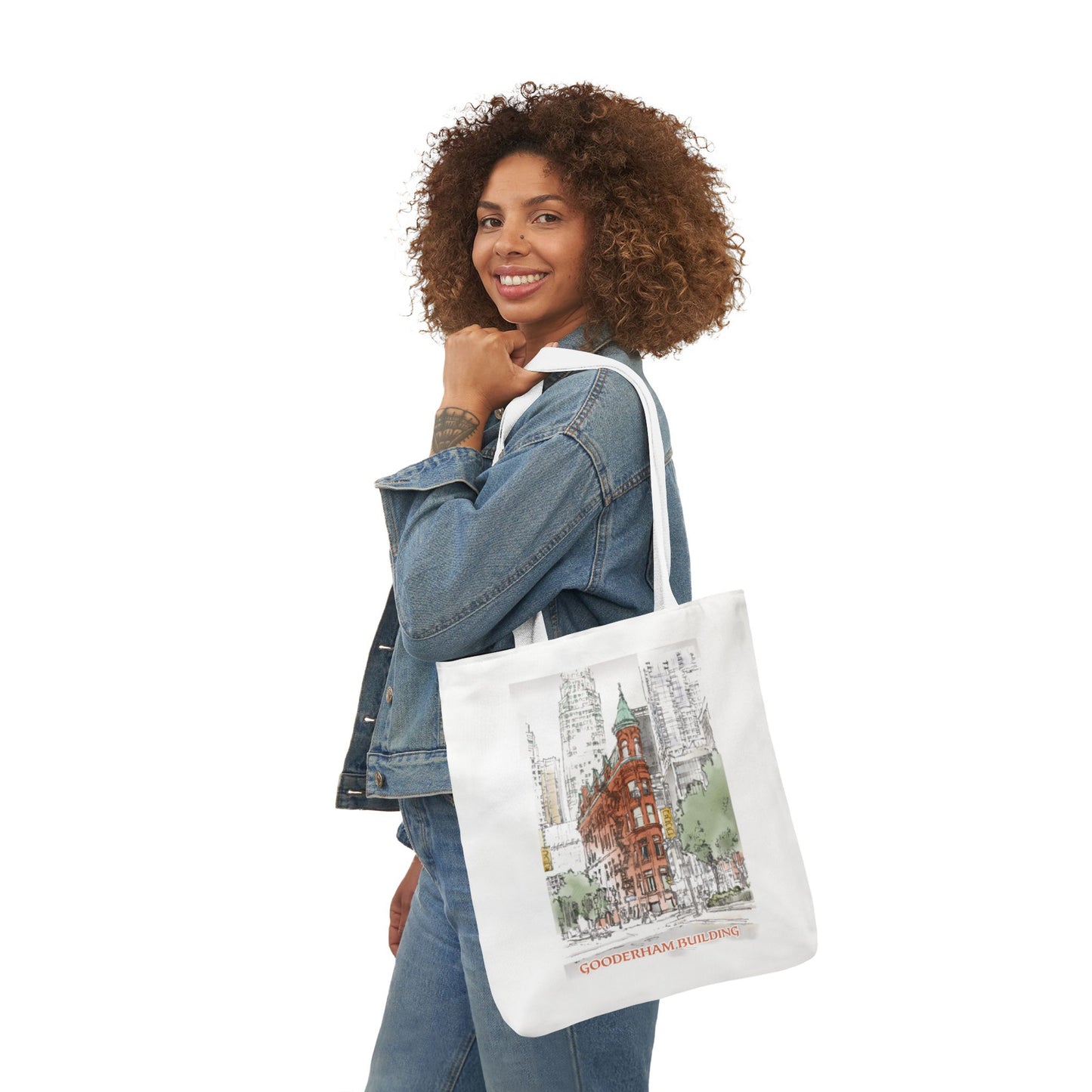 Toronto Gooderham building-inspired Tote Bag with 4-Color Straps