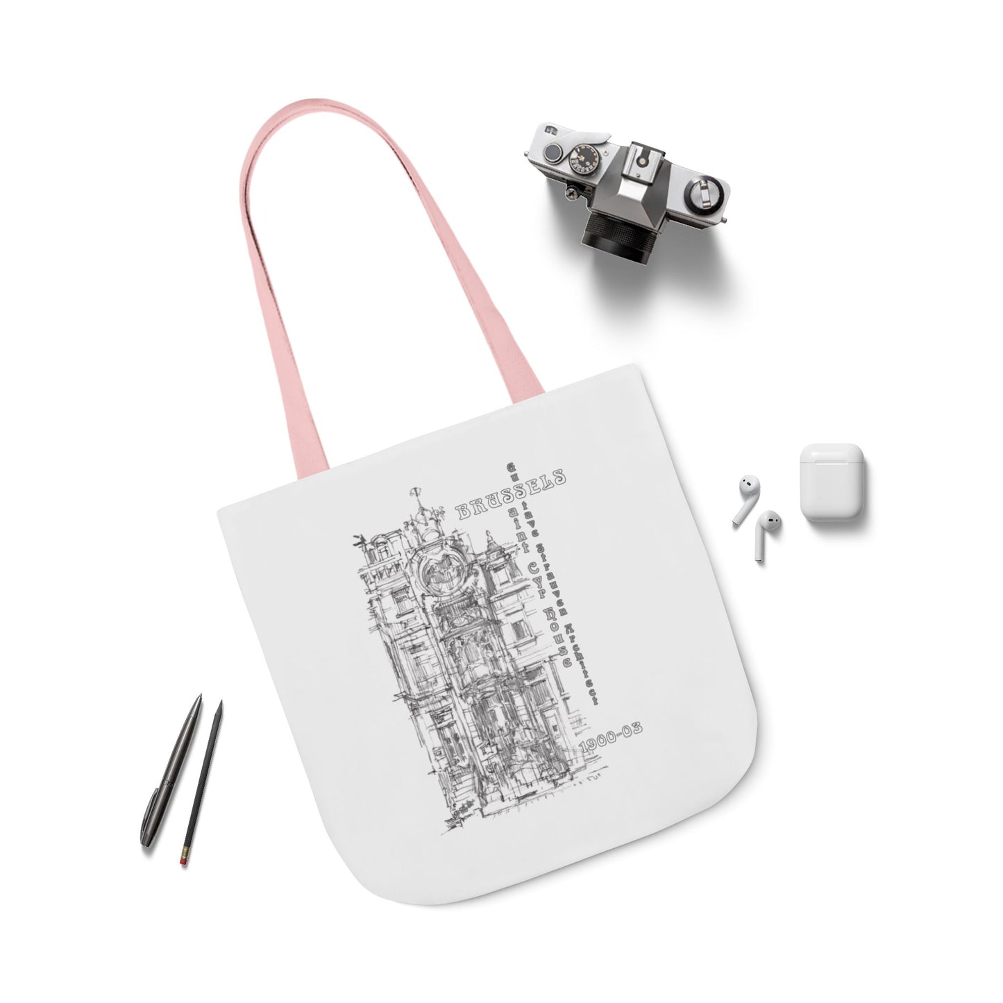Brussel's Art-Nouveau-inspired Tote Bag with 5-Color Straps