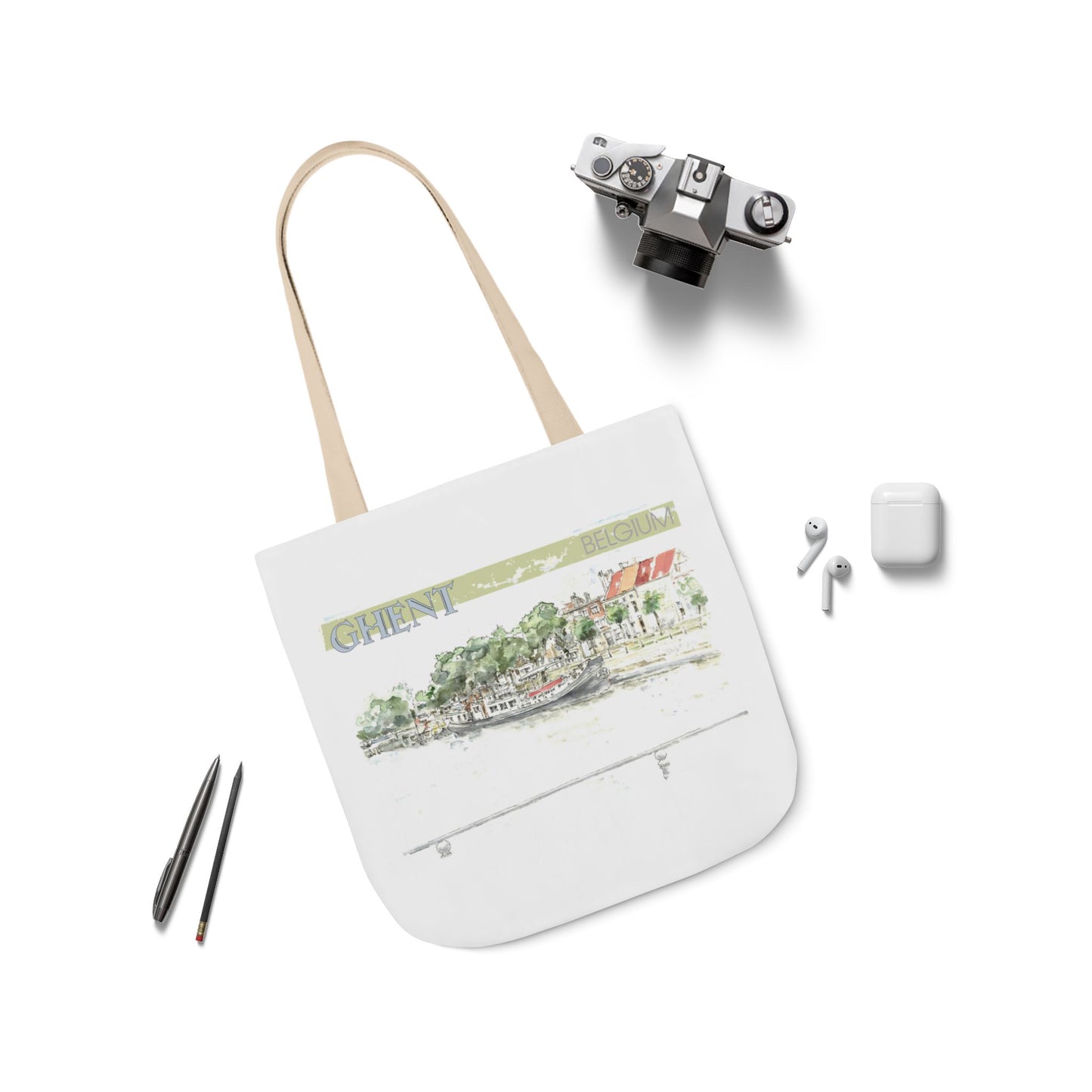 Ghent-inspired Tote Bag with 4-Color Straps