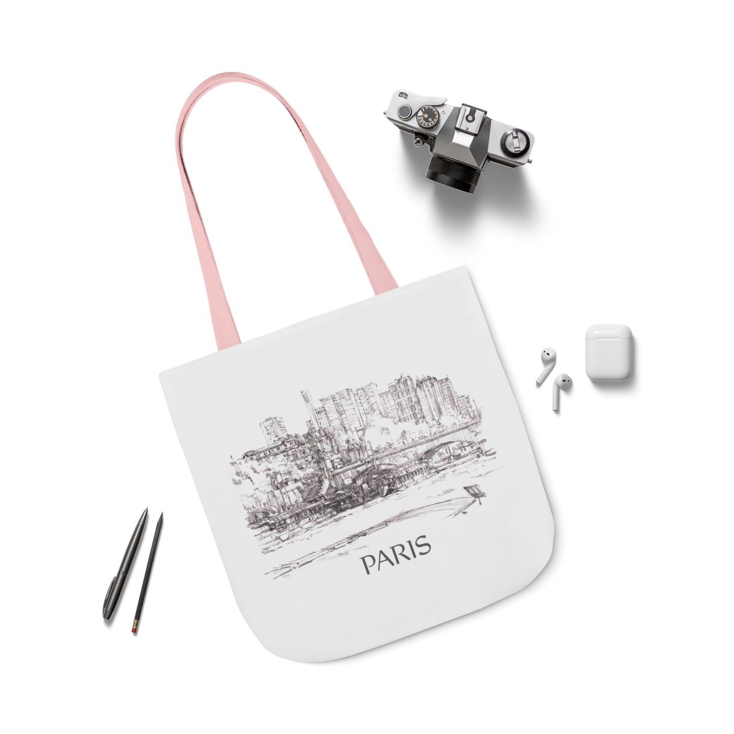 Paris-inspired Tote Bag with 5-Color Straps