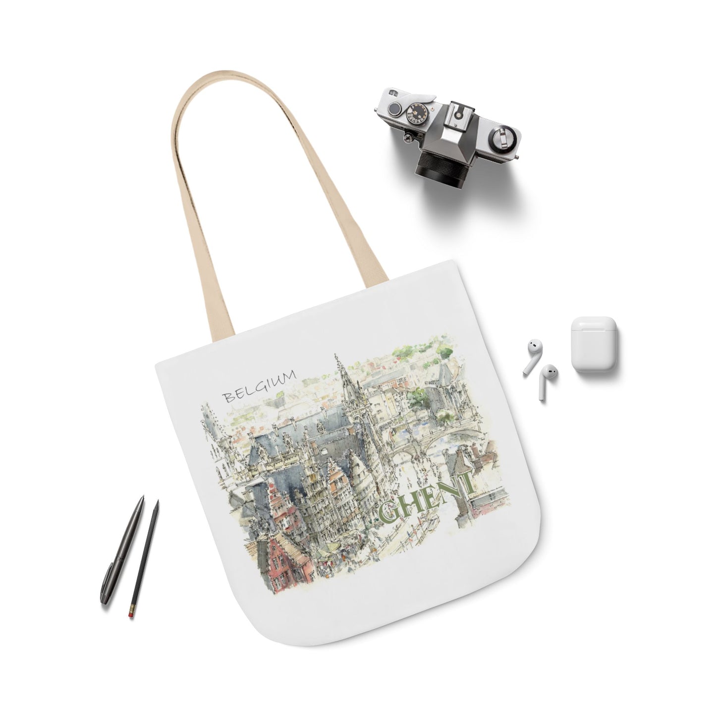 Ghent-inspired Tote Bag with 4-Color Straps