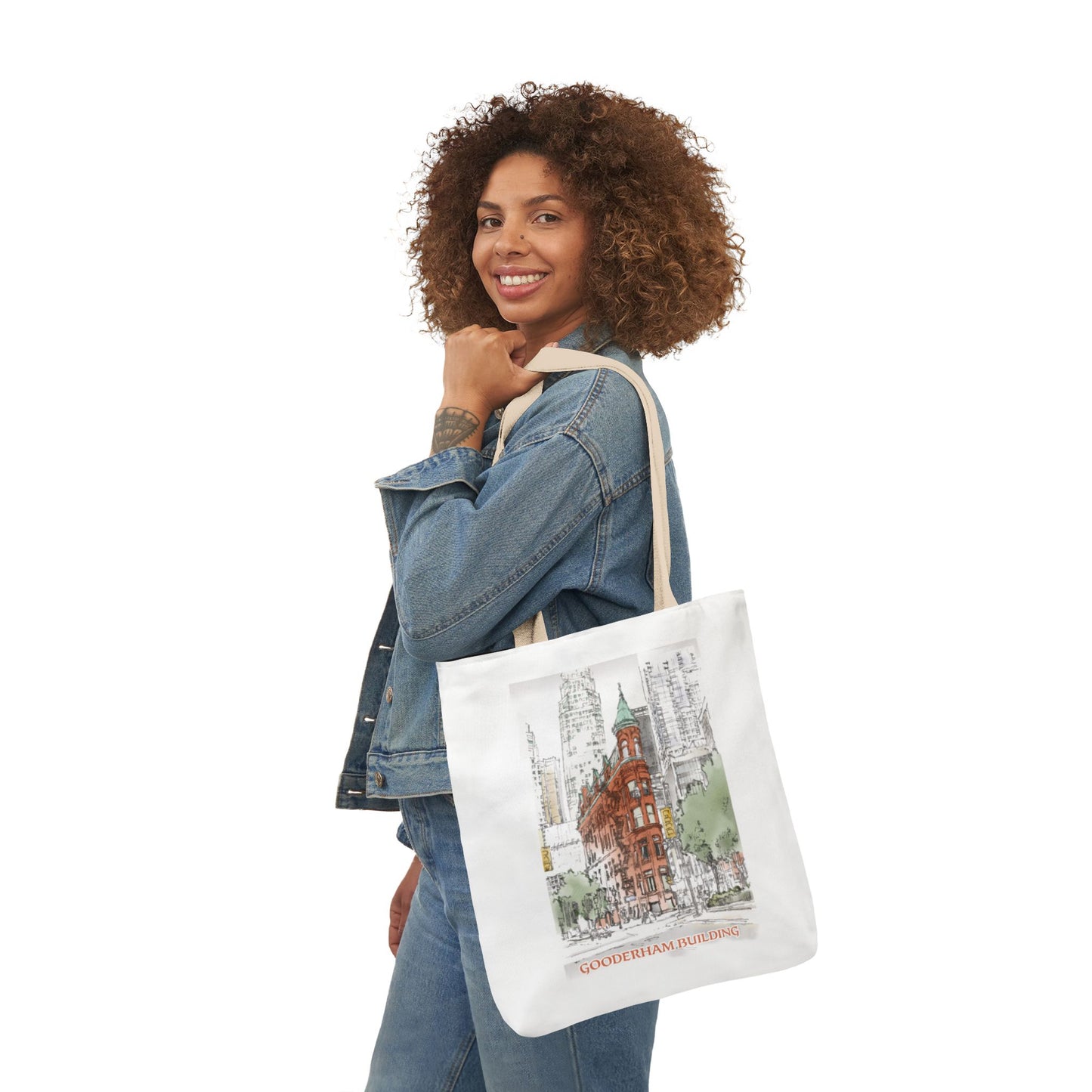 Toronto Gooderham building-inspired Tote Bag with 4-Color Straps