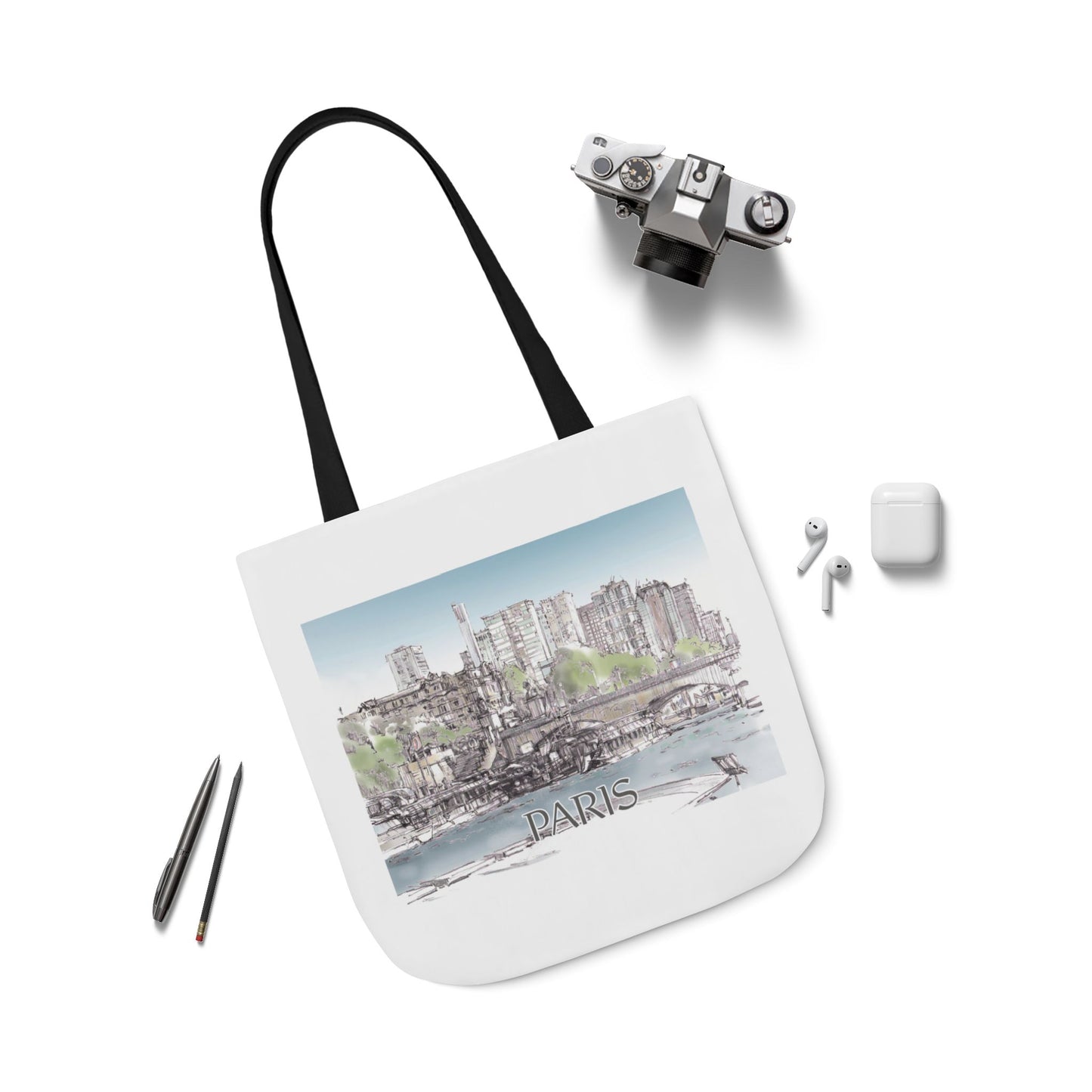 Paris-inspired Tote Bag with 4-Color Straps