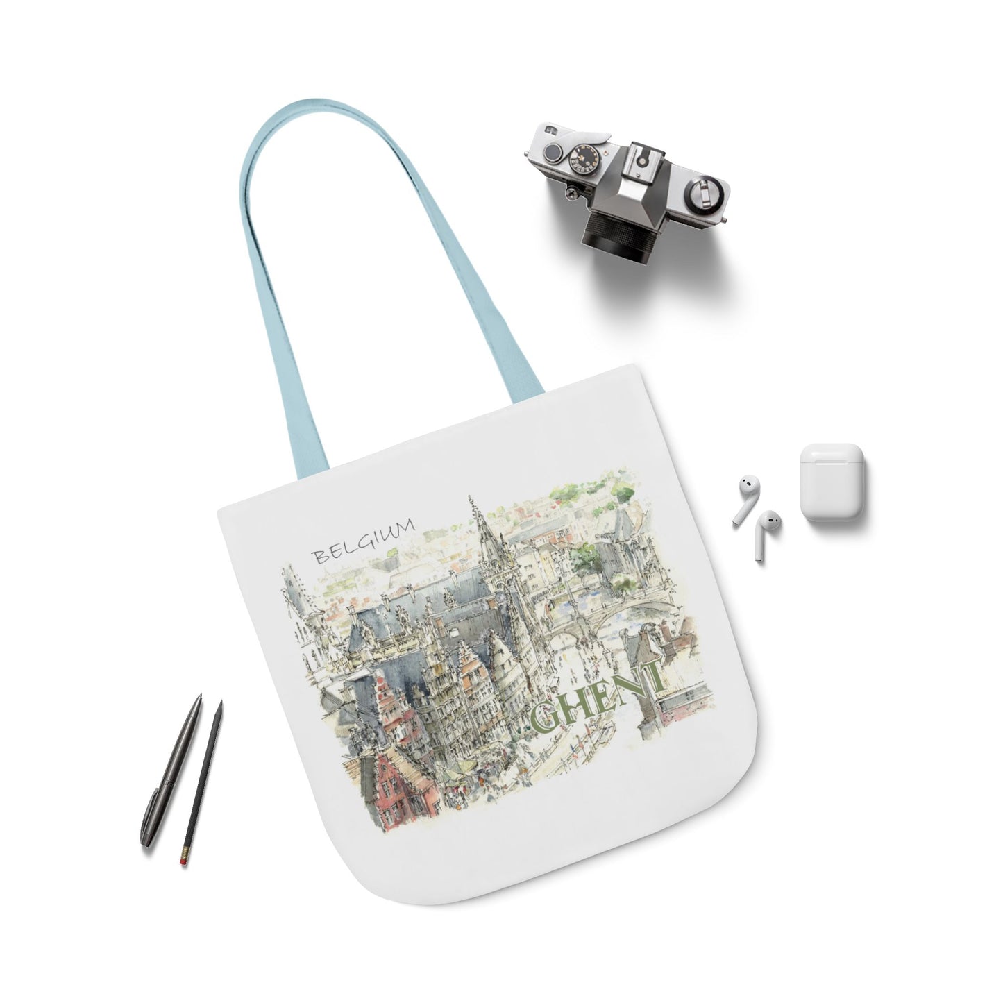 Ghent-inspired Tote Bag with 4-Color Straps