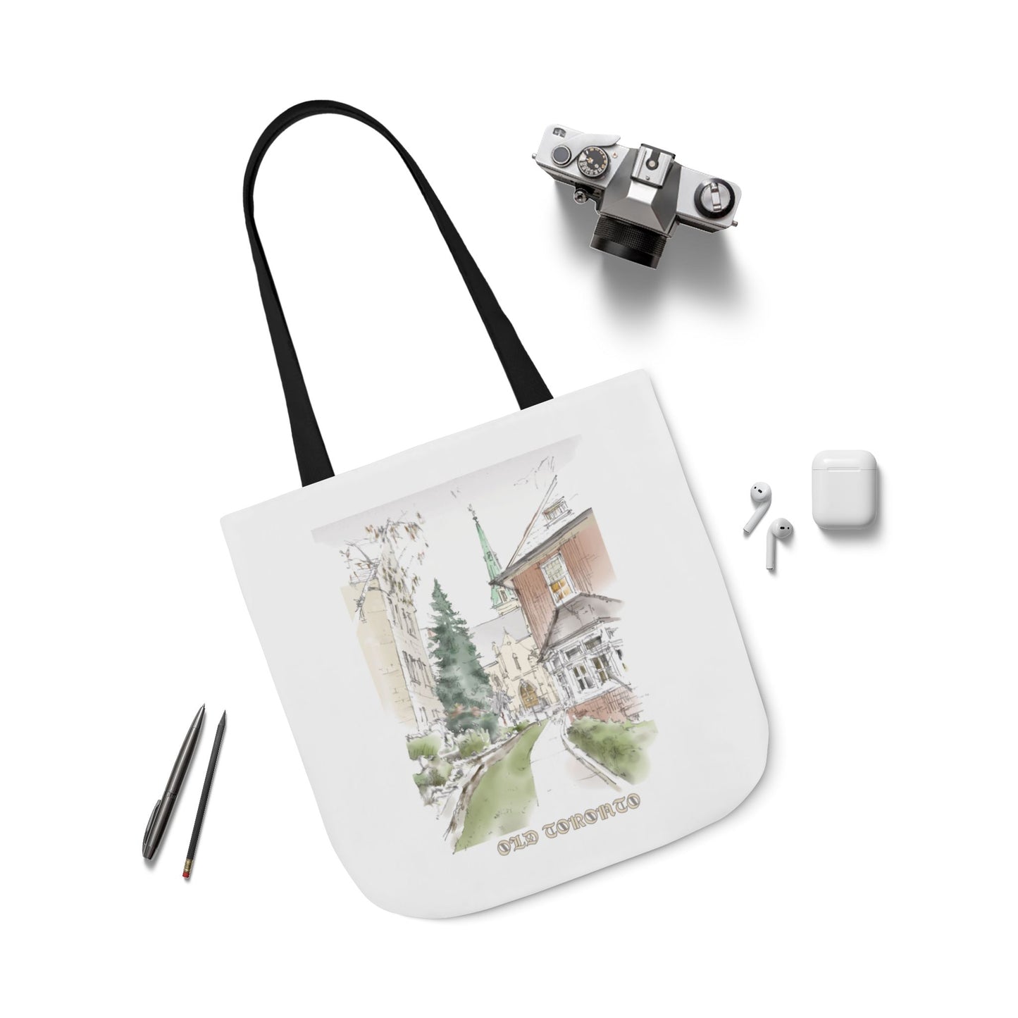 Old Toronto-inspired Tote Bag with 3-Color Straps