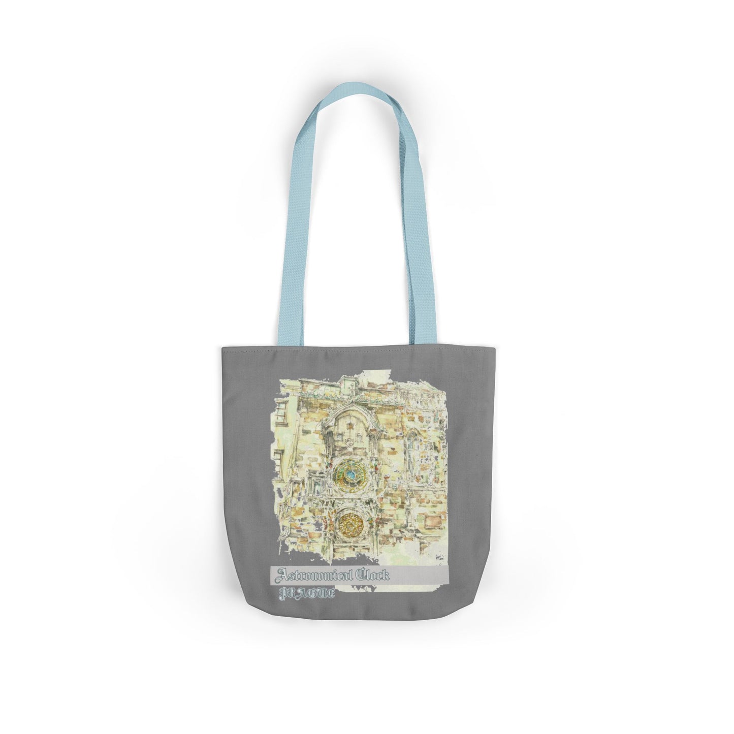 Prague-inspired grey Tote Bag with 4-Color Straps