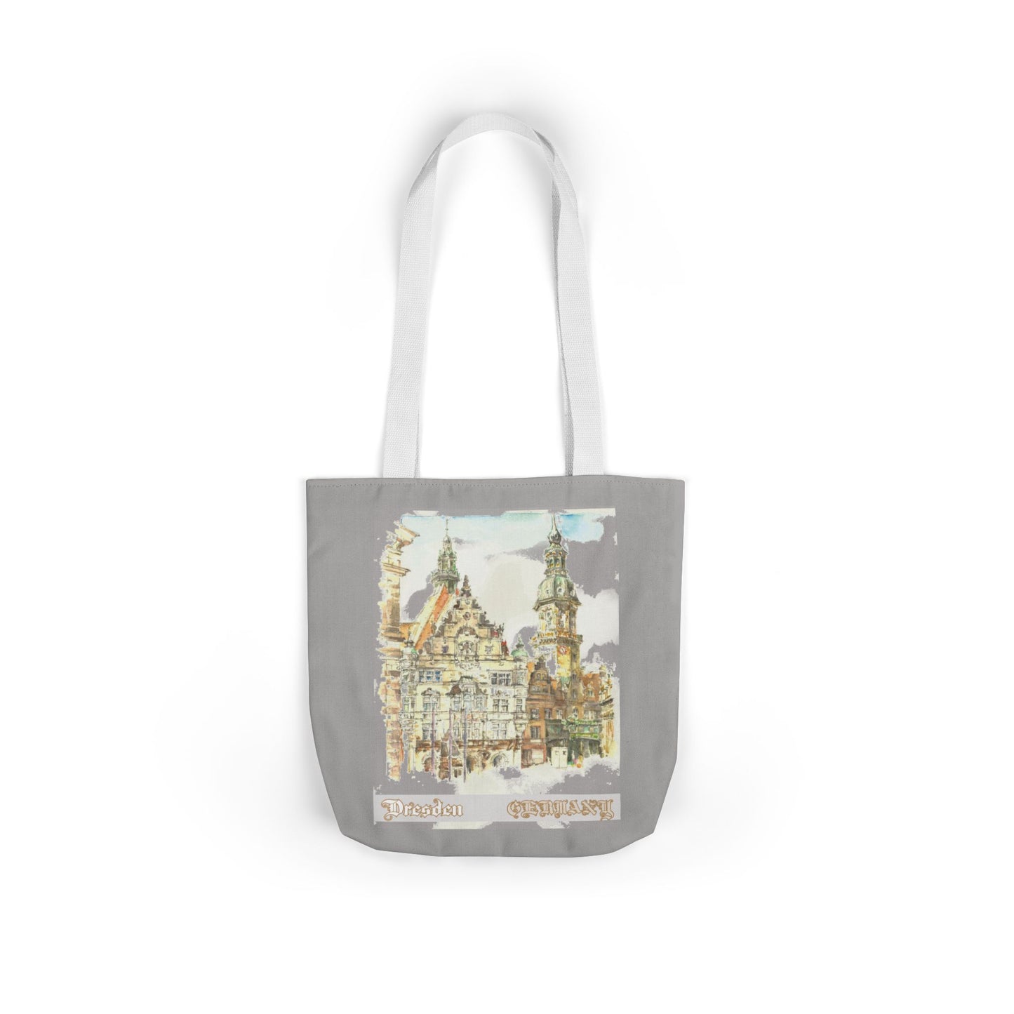 Dresden-inspired light grey Tote Bag with 4-Color Straps